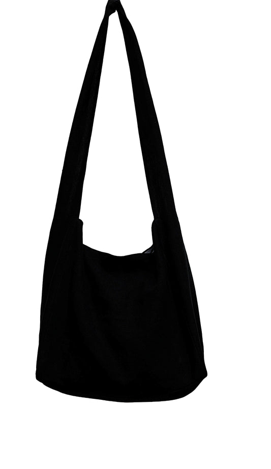 Messenger -black  linen crossbody bag