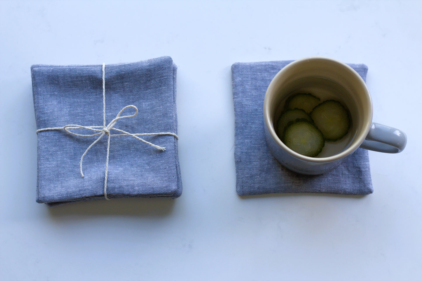 Set of 6 linen coasters