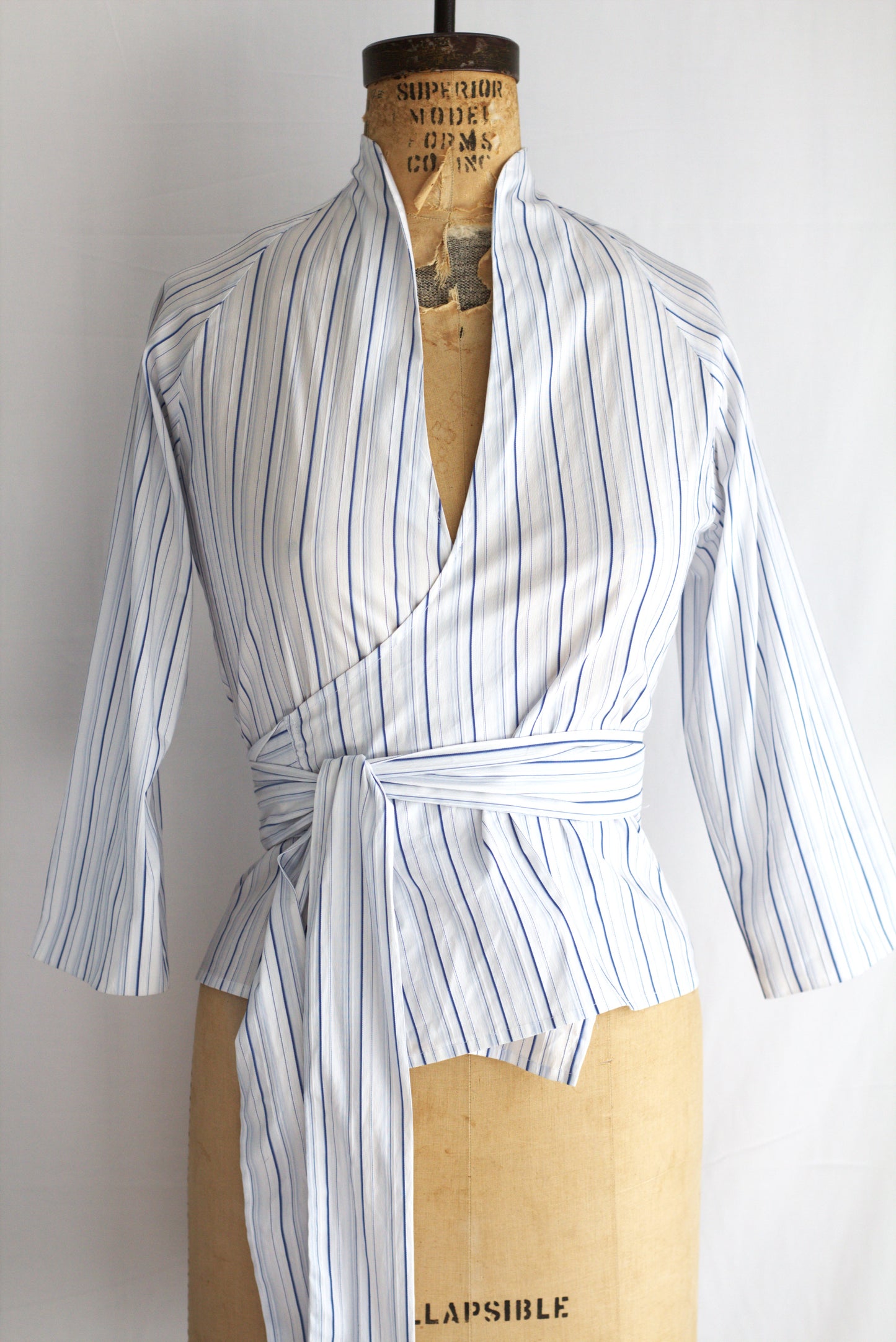 Tiffany - multi-stripe cotton wrap shirt