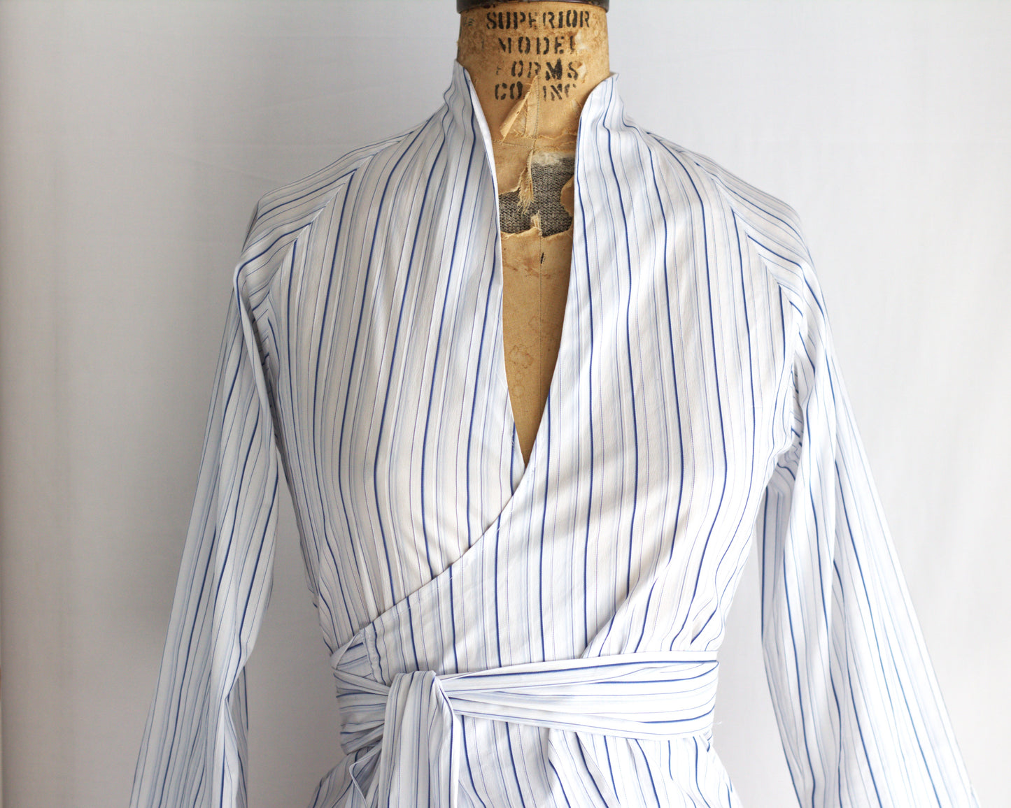 Tiffany - multi-stripe cotton wrap shirt