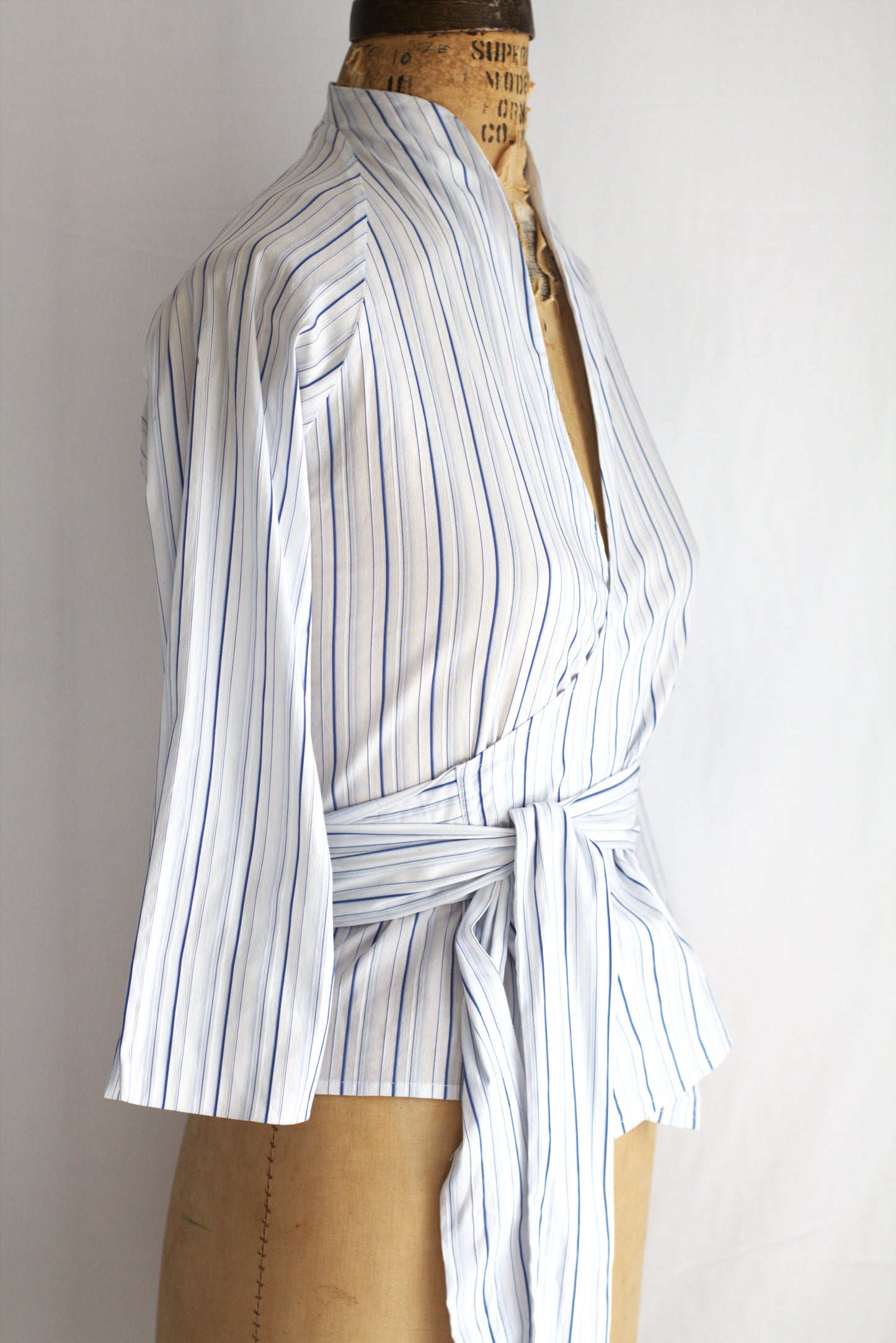 Tiffany - multi-stripe cotton wrap shirt