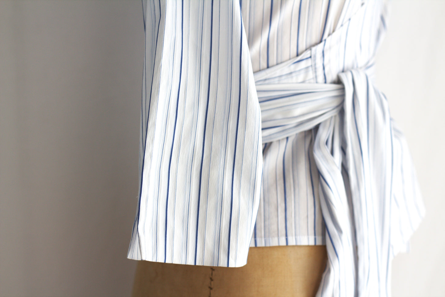 Tiffany - multi-stripe cotton wrap shirt