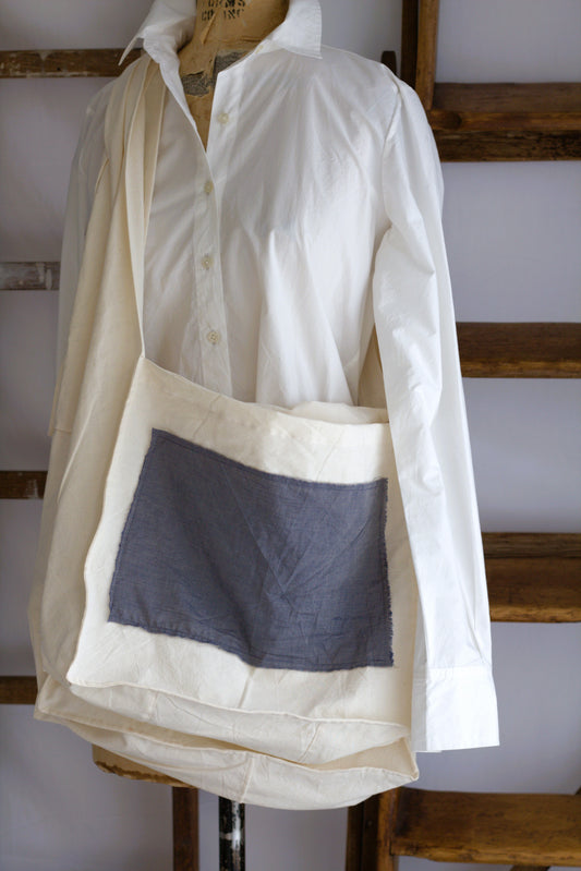Navy Chambray Cotton Crossbody Bag