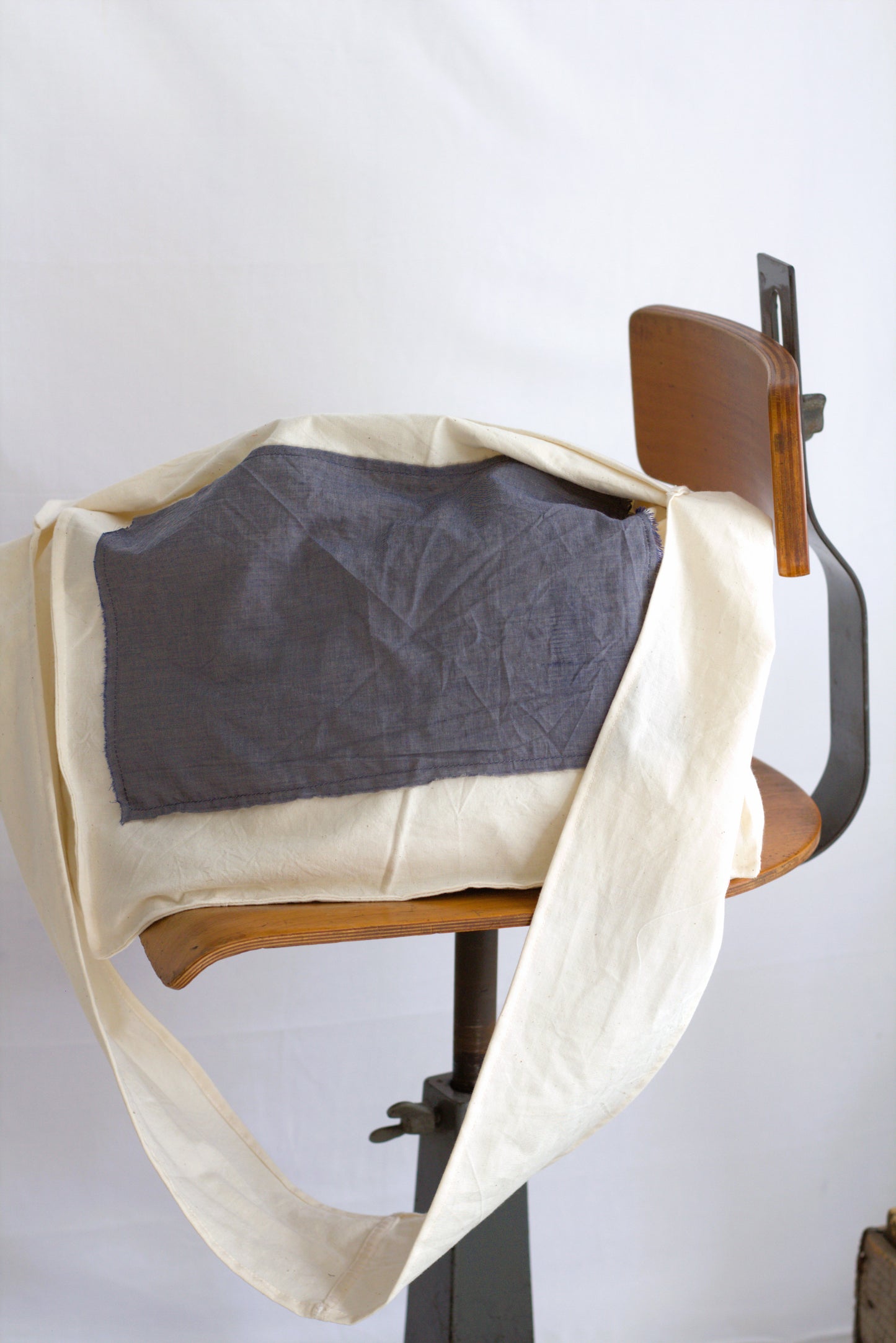Navy Chambray Cotton Crossbody Bag
