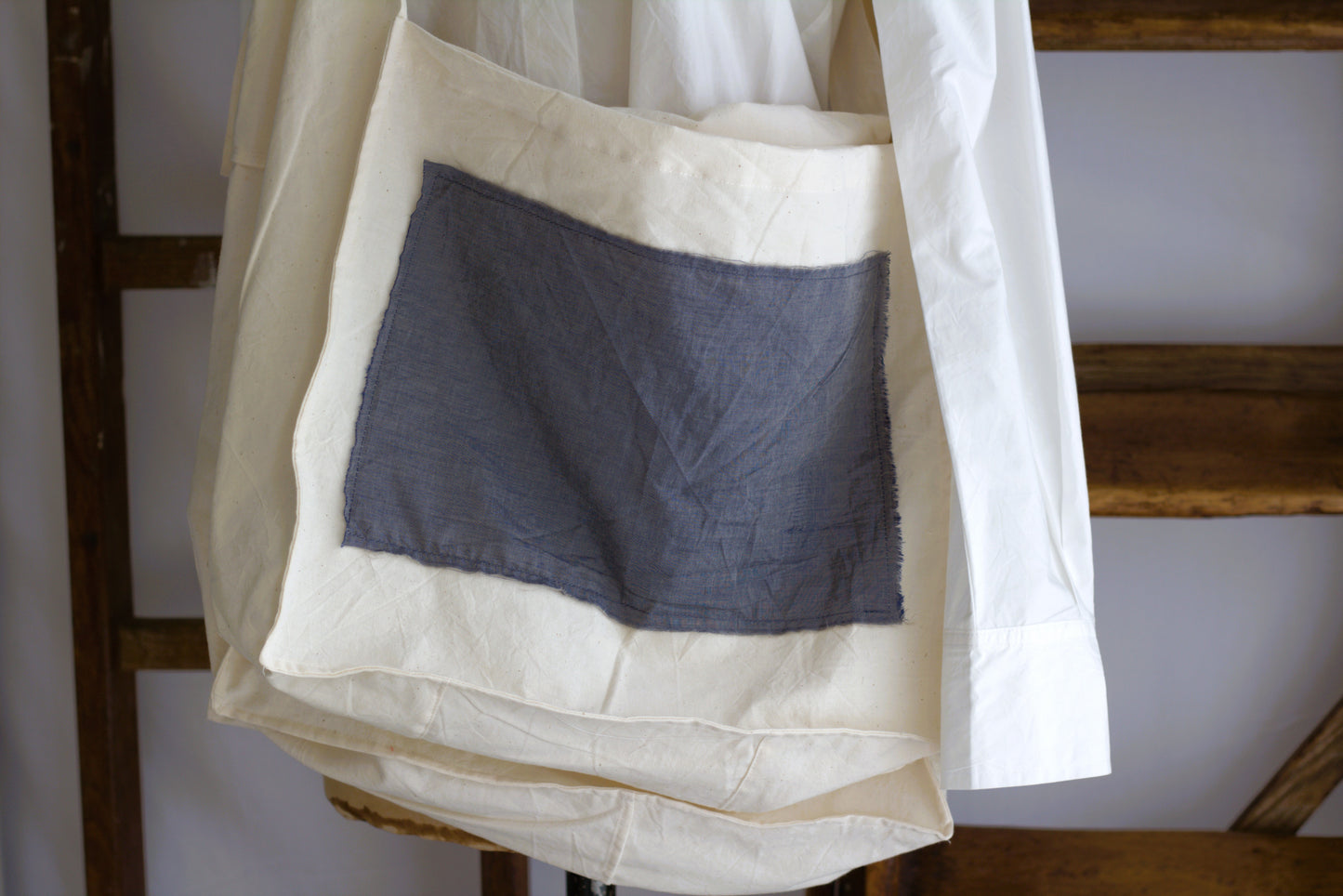 Navy Chambray Cotton Crossbody Bag