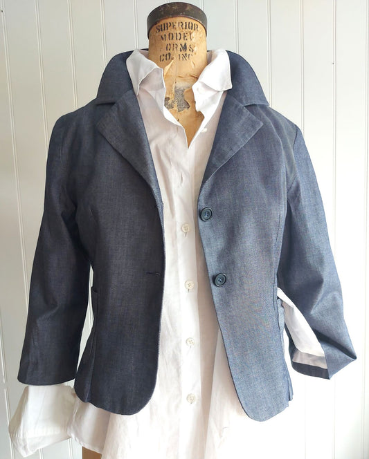 Darcy -denim chambray cotton tailored jacket