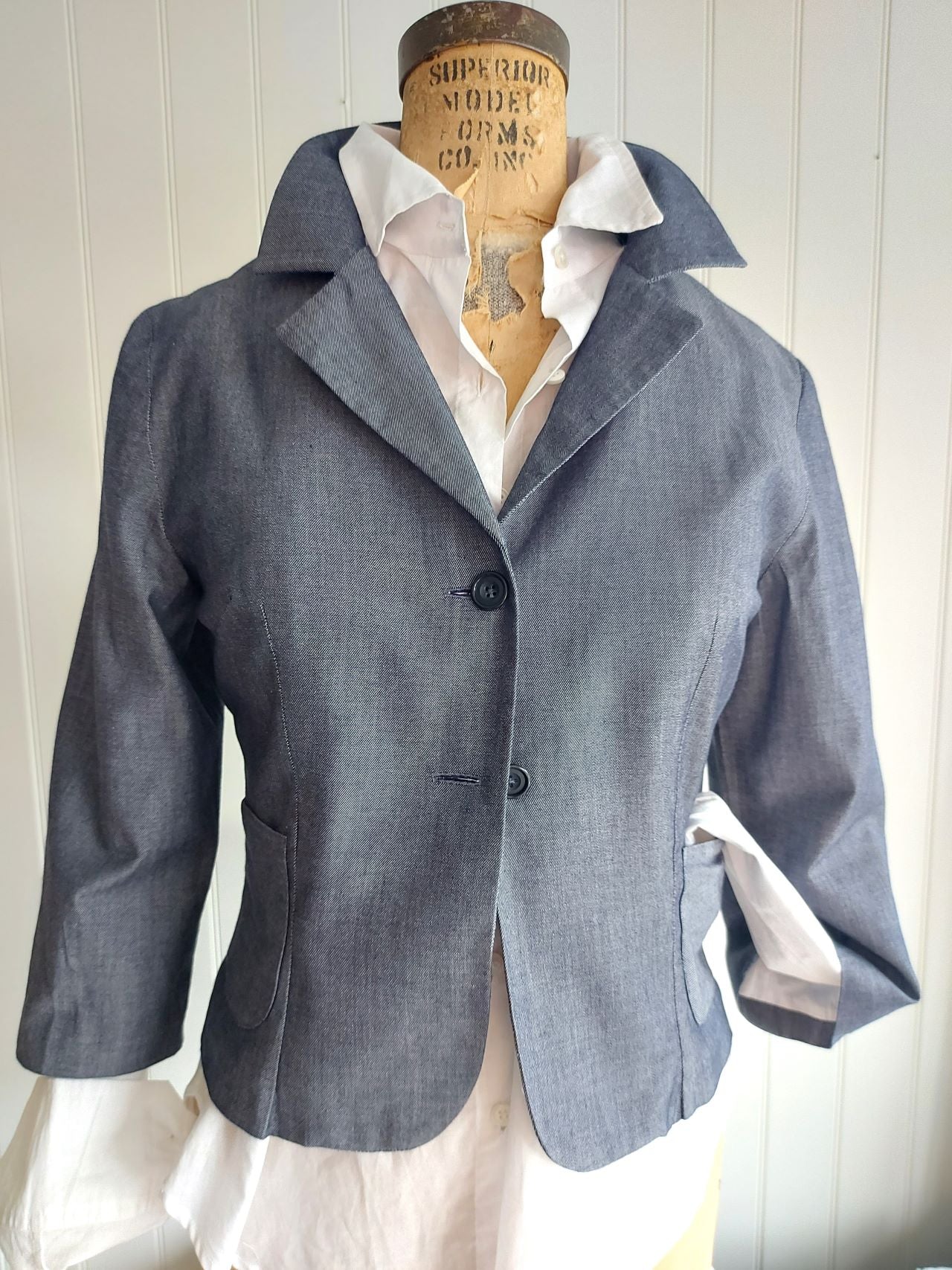 Darcy -denim chambray cotton tailored jacket