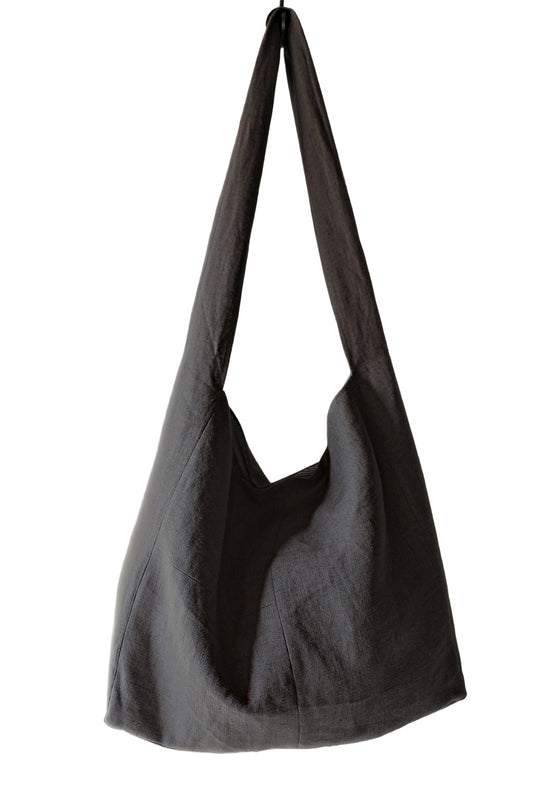 Messenger - Charcoal linen crossbody bag