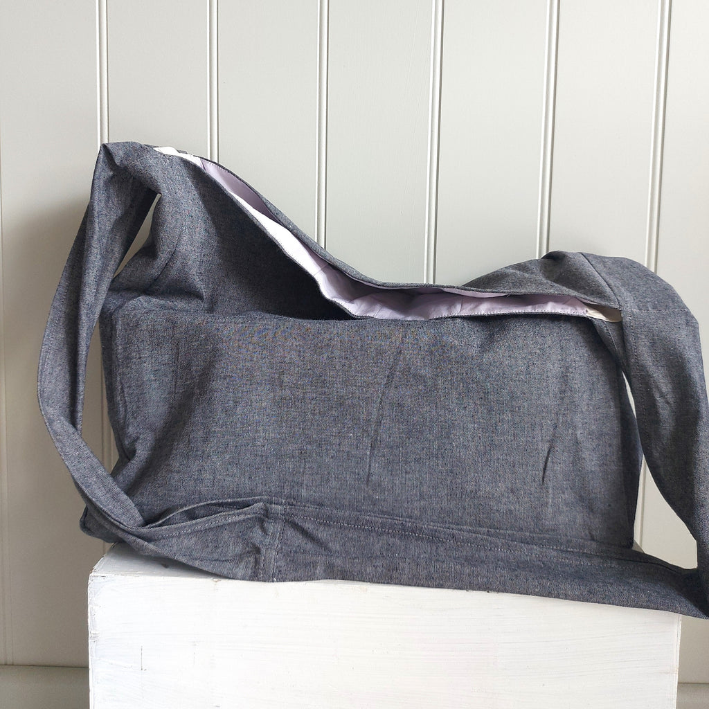 Messenger/Newspaper - Cotton chambray crossbody bag
