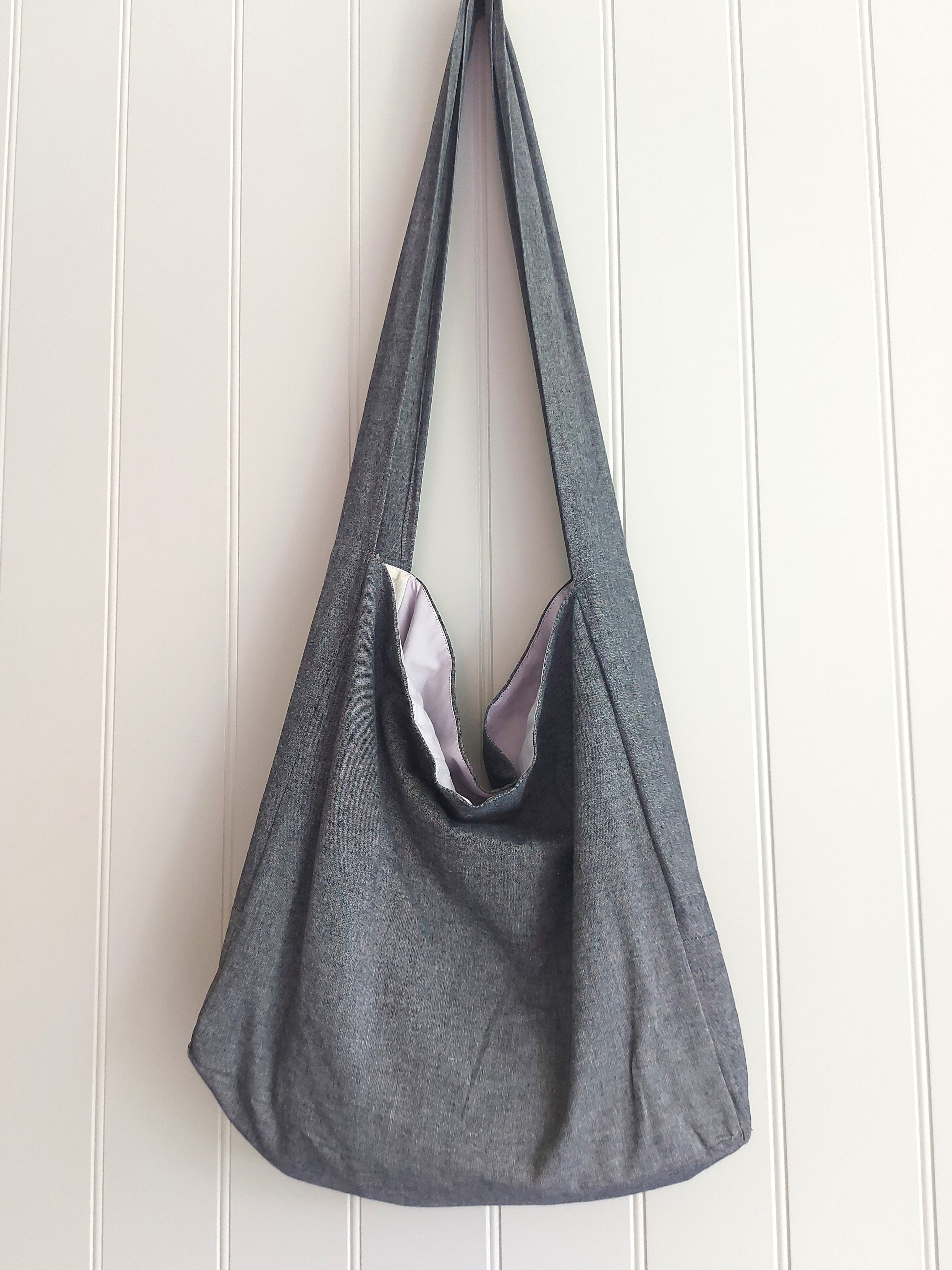 Messenger/Newspaper - Cotton chambray crossbody bag