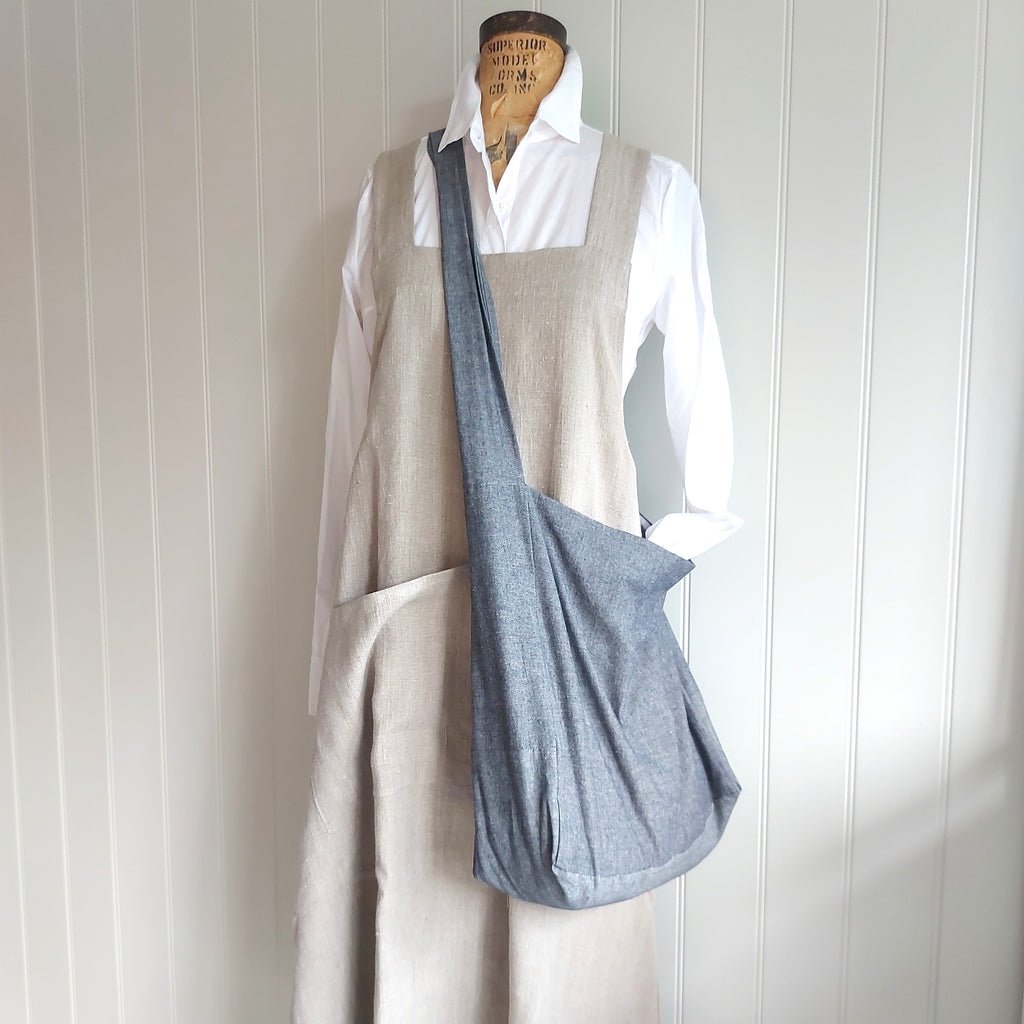 Messenger/Newspaper - Cotton chambray crossbody bag
