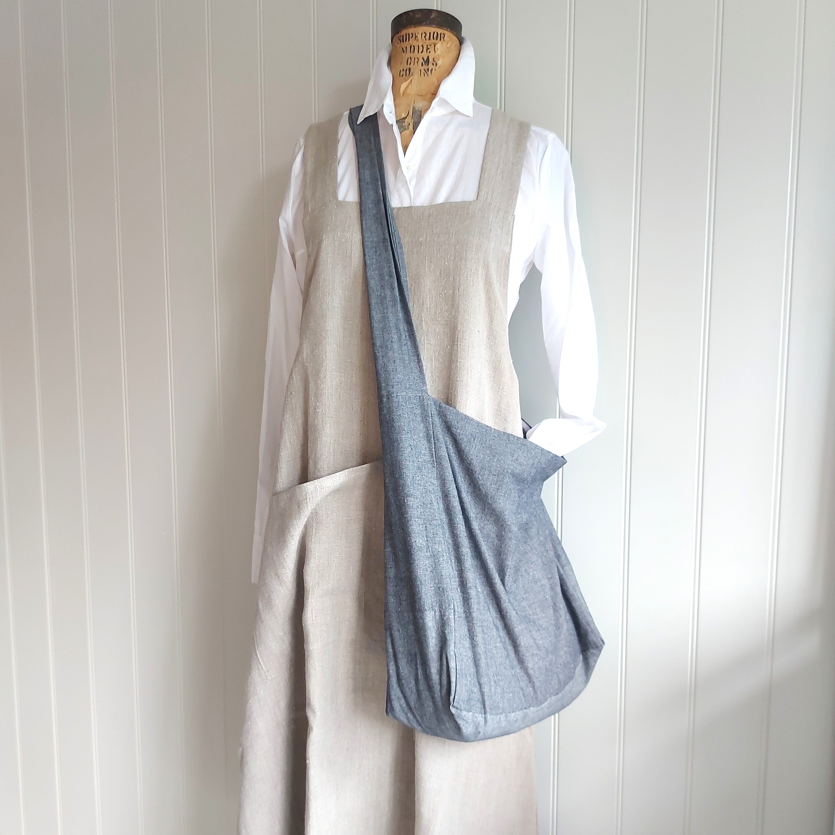 Messenger/Newspaper - Cotton chambray crossbody bag