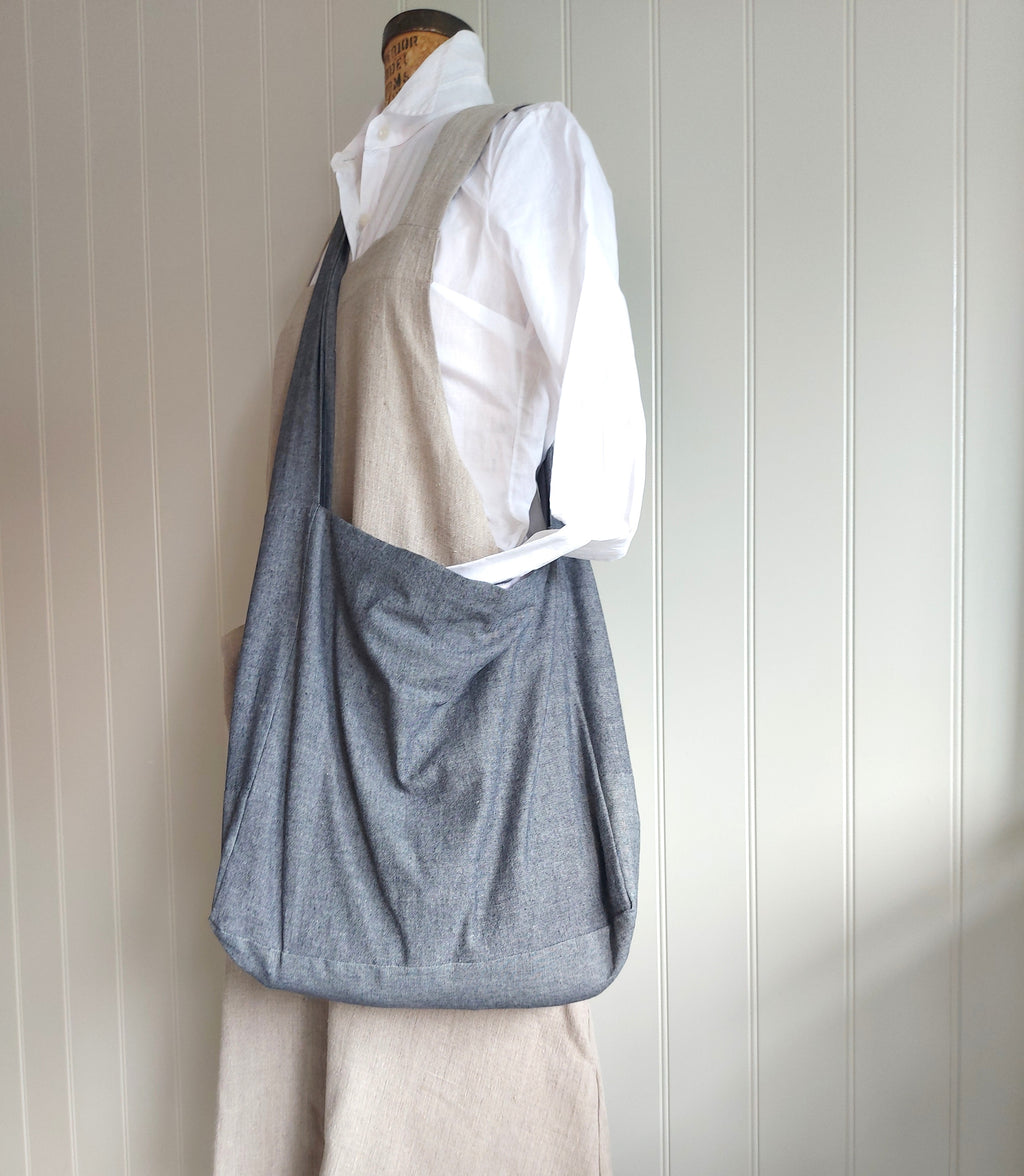 Messenger/Newspaper - Cotton chambray crossbody bag