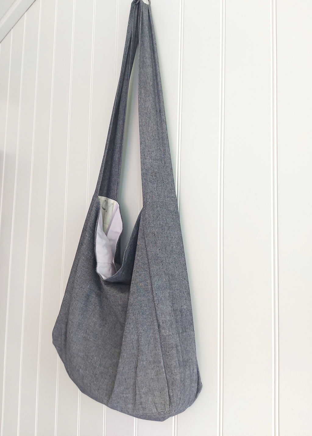 Messenger/Newspaper - Cotton chambray crossbody bag