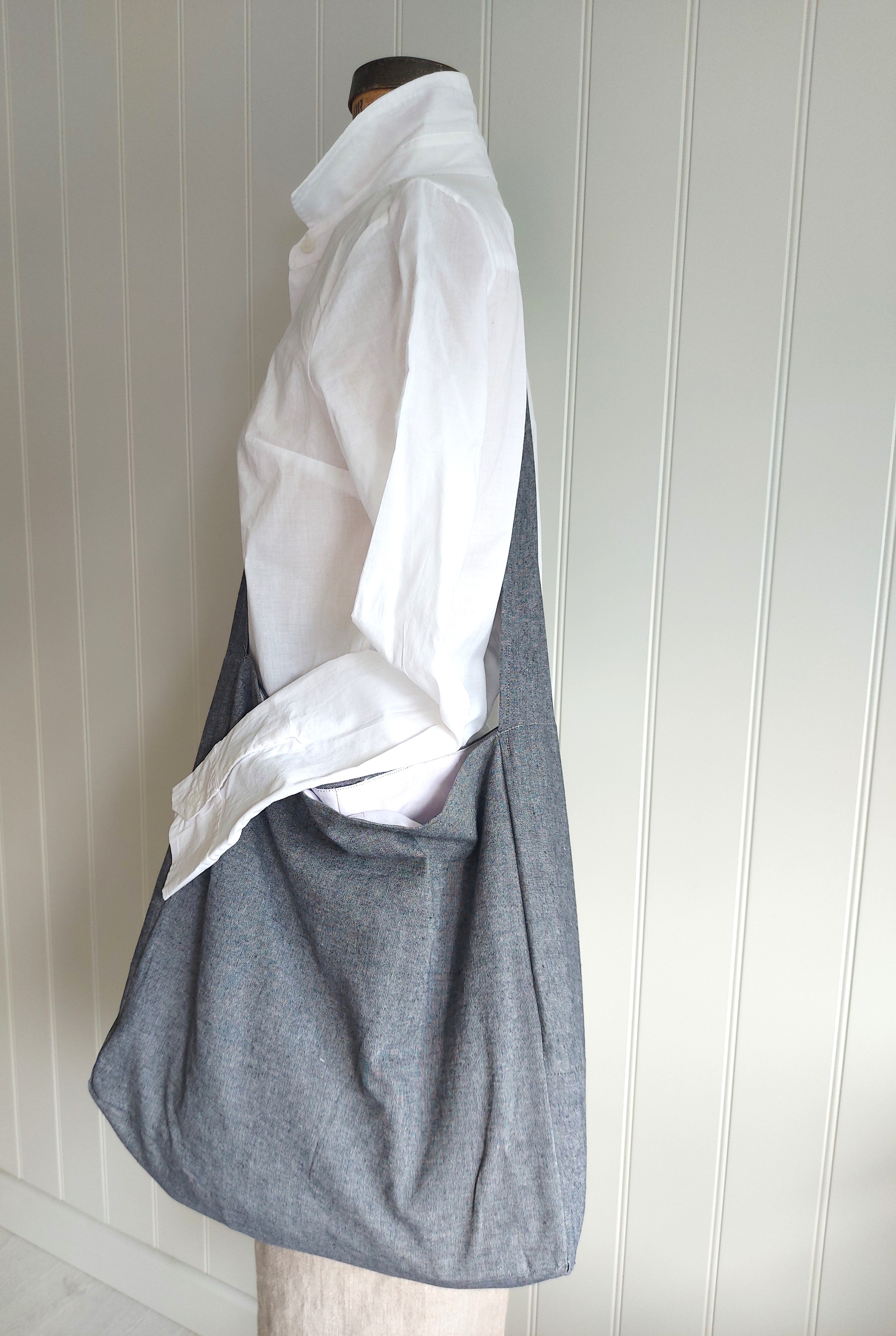 Messenger/Newspaper - Cotton chambray crossbody bag