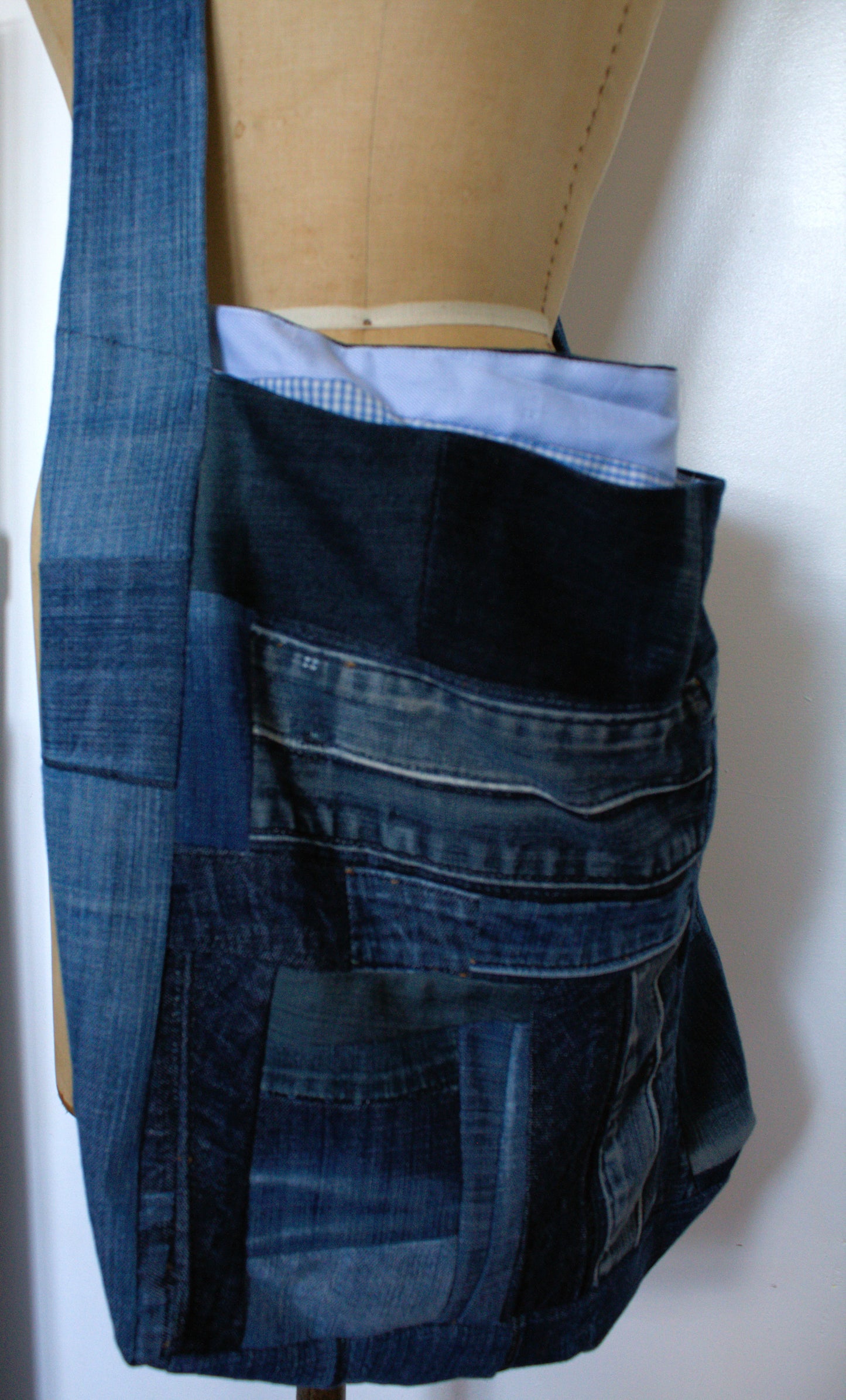 Messenger - patchwork denim crossbody bag