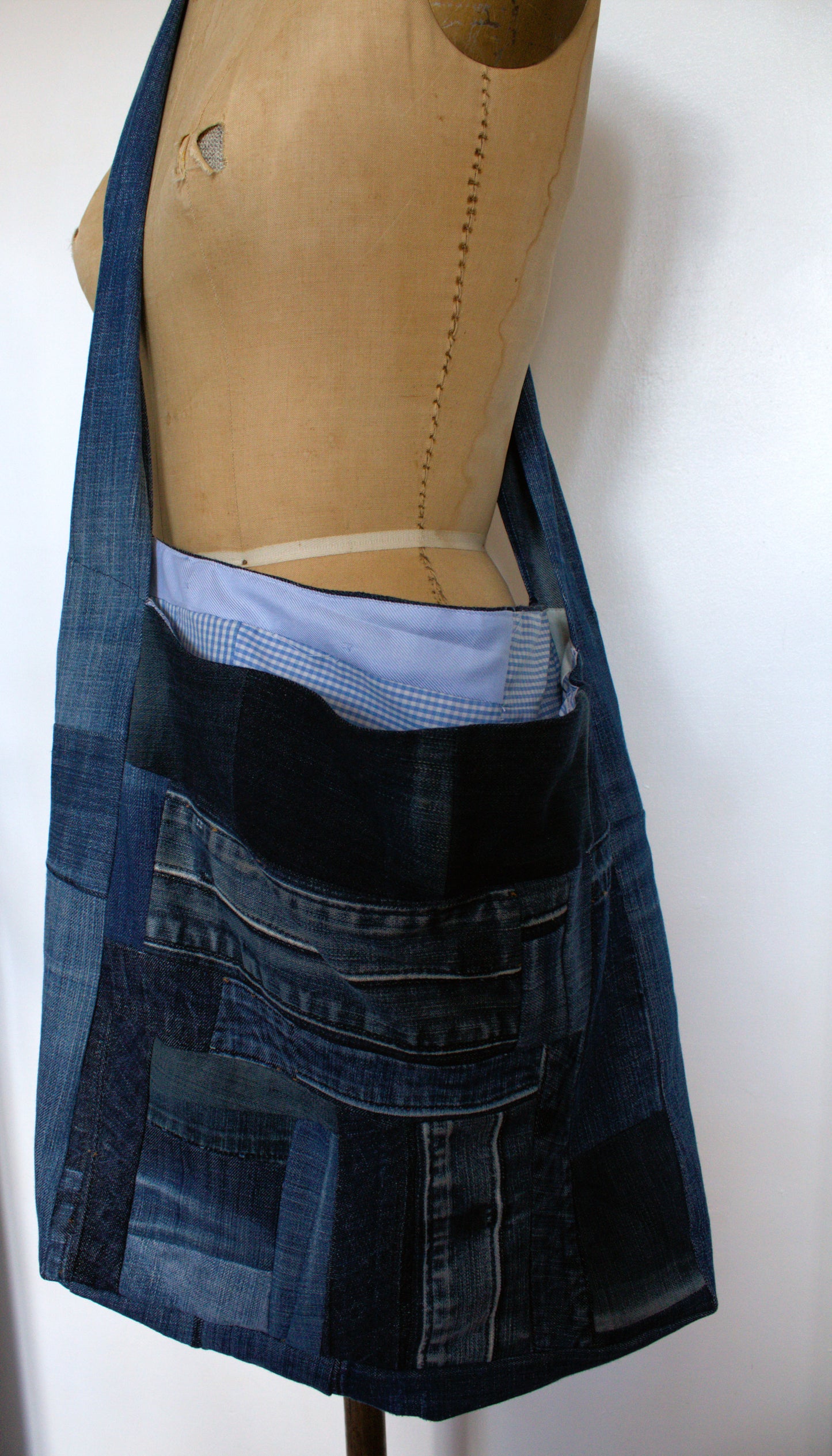 Messenger - patchwork denim crossbody bag