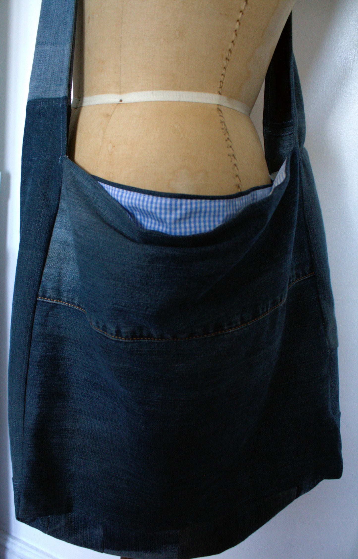 Messenger - patchwork denim crossbody bag