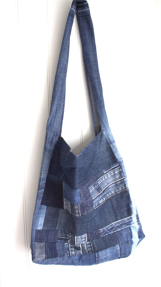 Messenger - patchwork denim crossbody bag