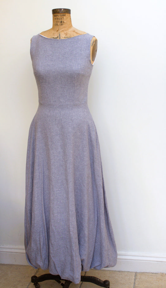 Paris - linen long dress with bubble hem