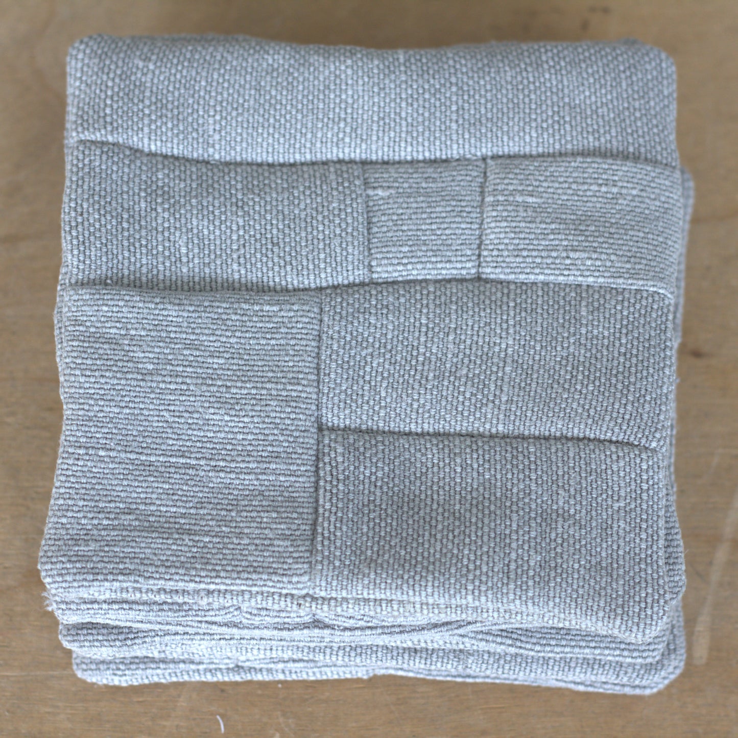 Set of 6 Patchwork Linen Coasters, Minimalist Sustainable Drink Coasters
