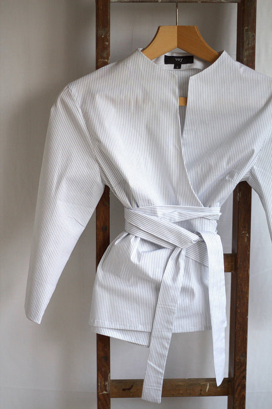 Holly - cotton poplin wrap shirt