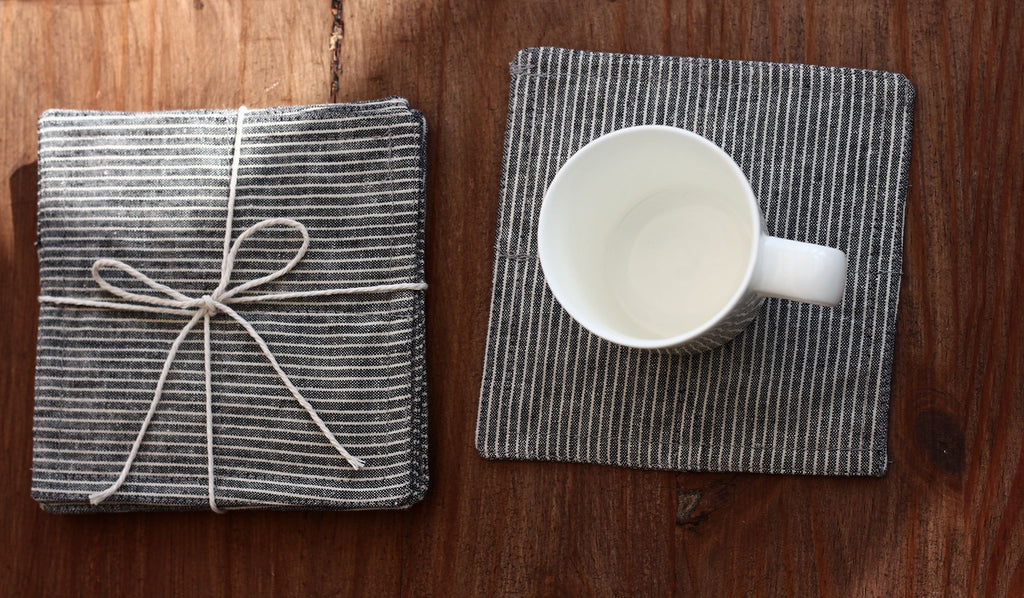 Set of 6 linen/cotton coasters