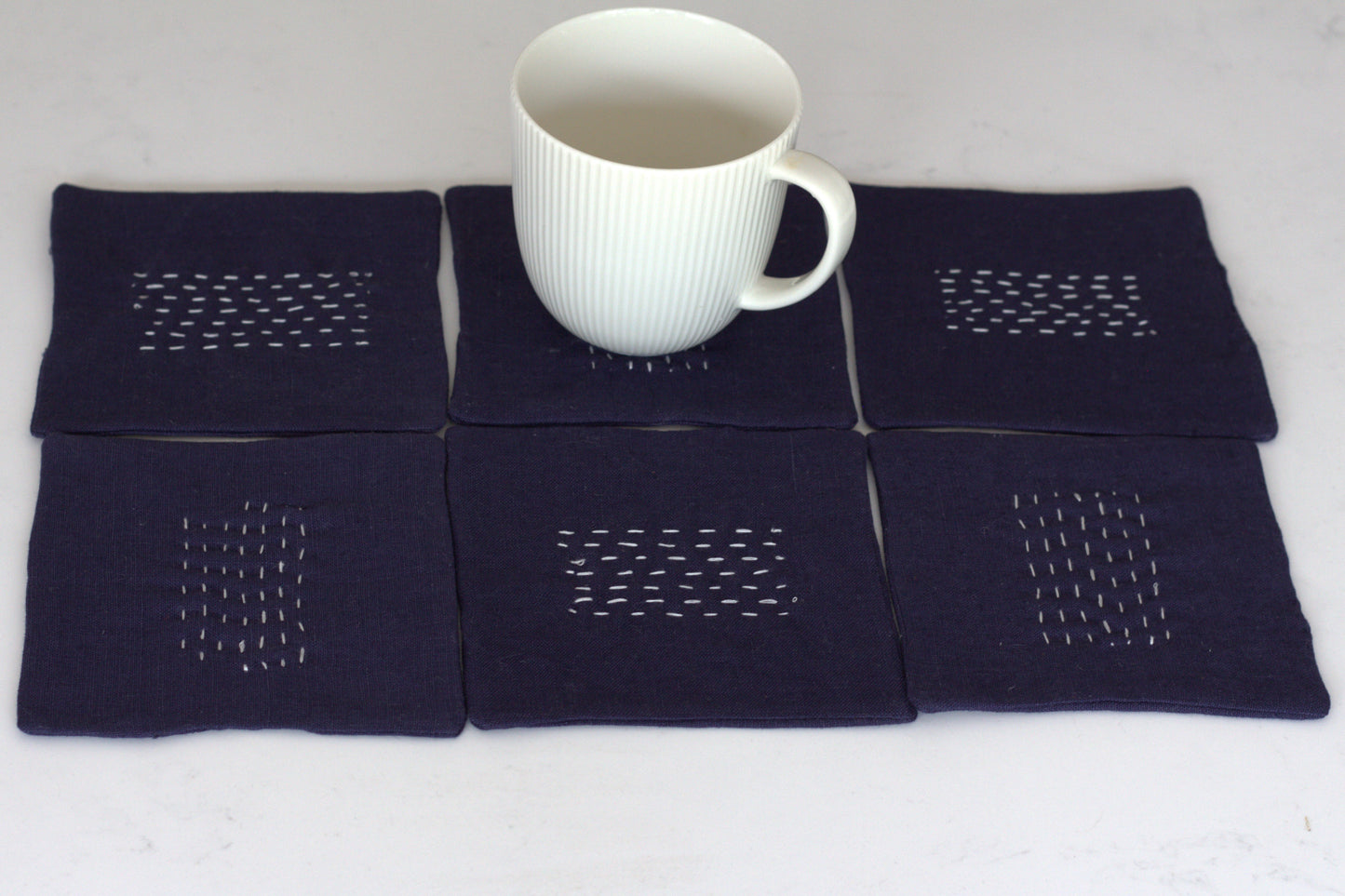 Set of 6 linen coasters