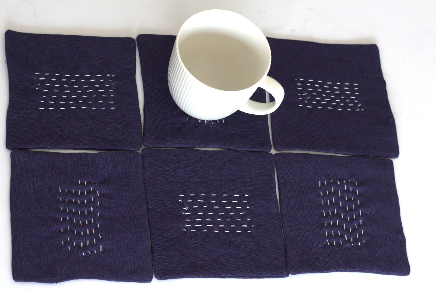 Set of 6 linen coasters