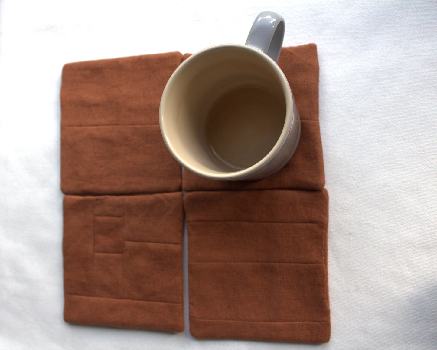 Set of 6 Patchwork Linen Coasters, Minimalist Sustainable Drink Coasters