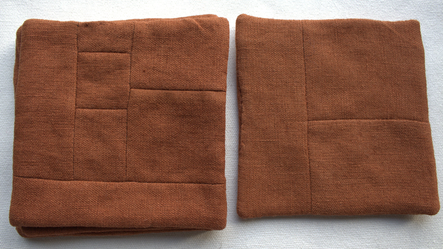 Set of 6 Patchwork Linen Coasters, Minimalist Sustainable Drink Coasters