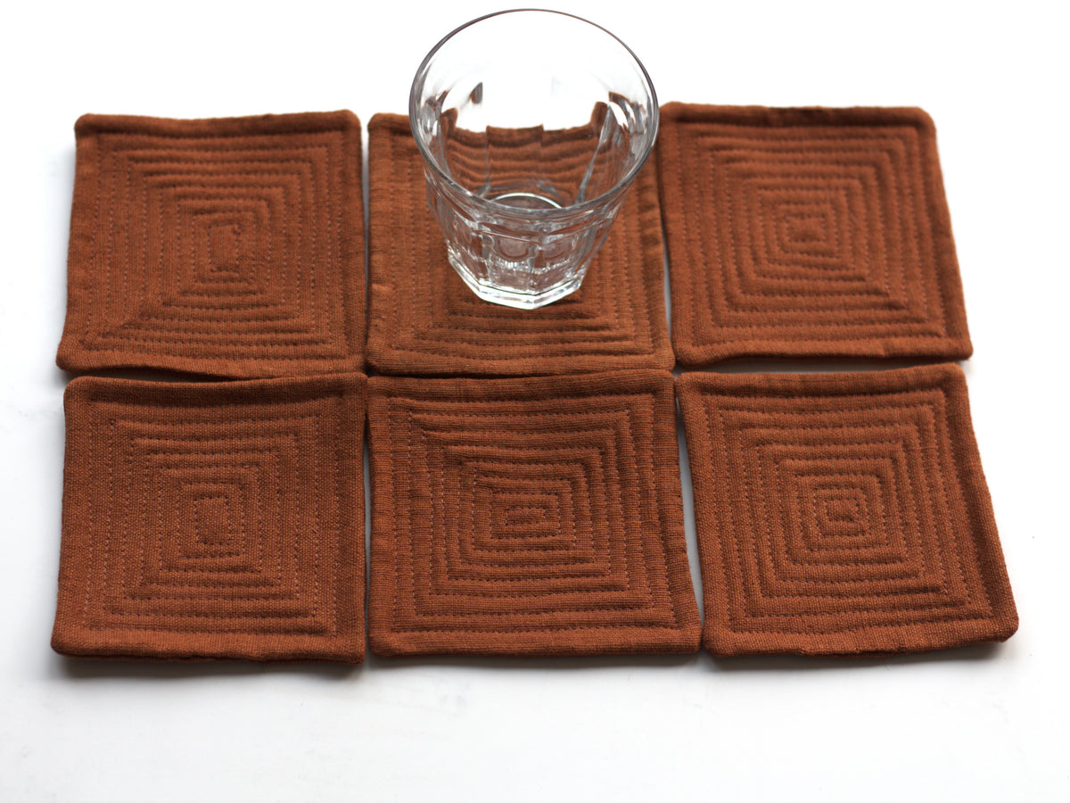 Set of 6 linen coasters