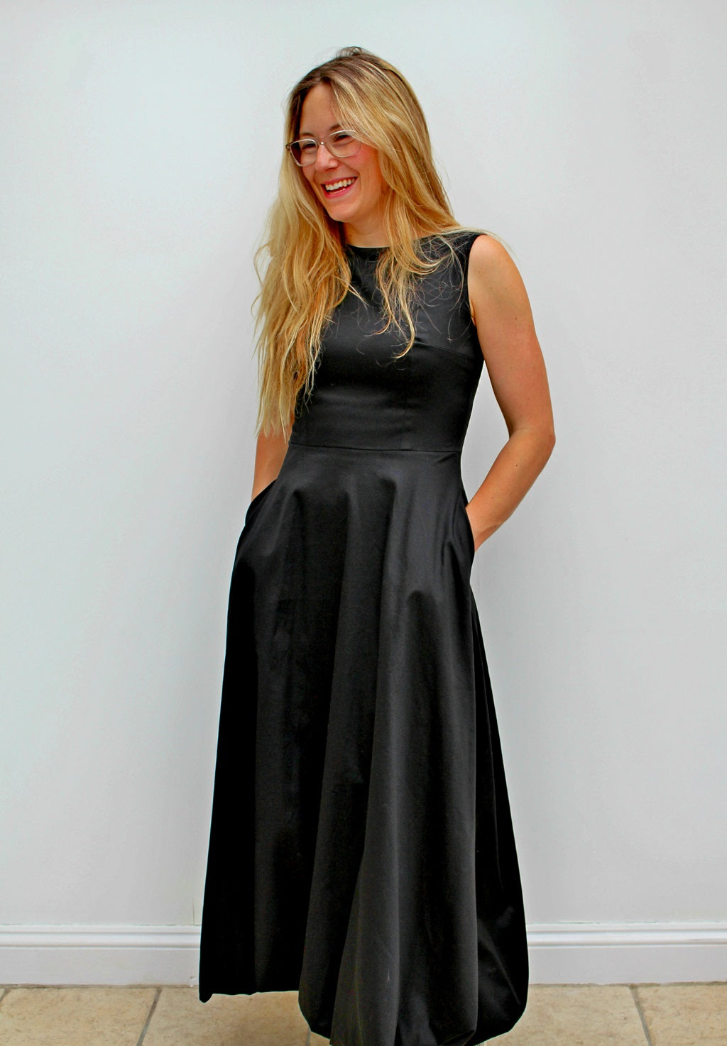 Paris - linen long dress with bubble hem