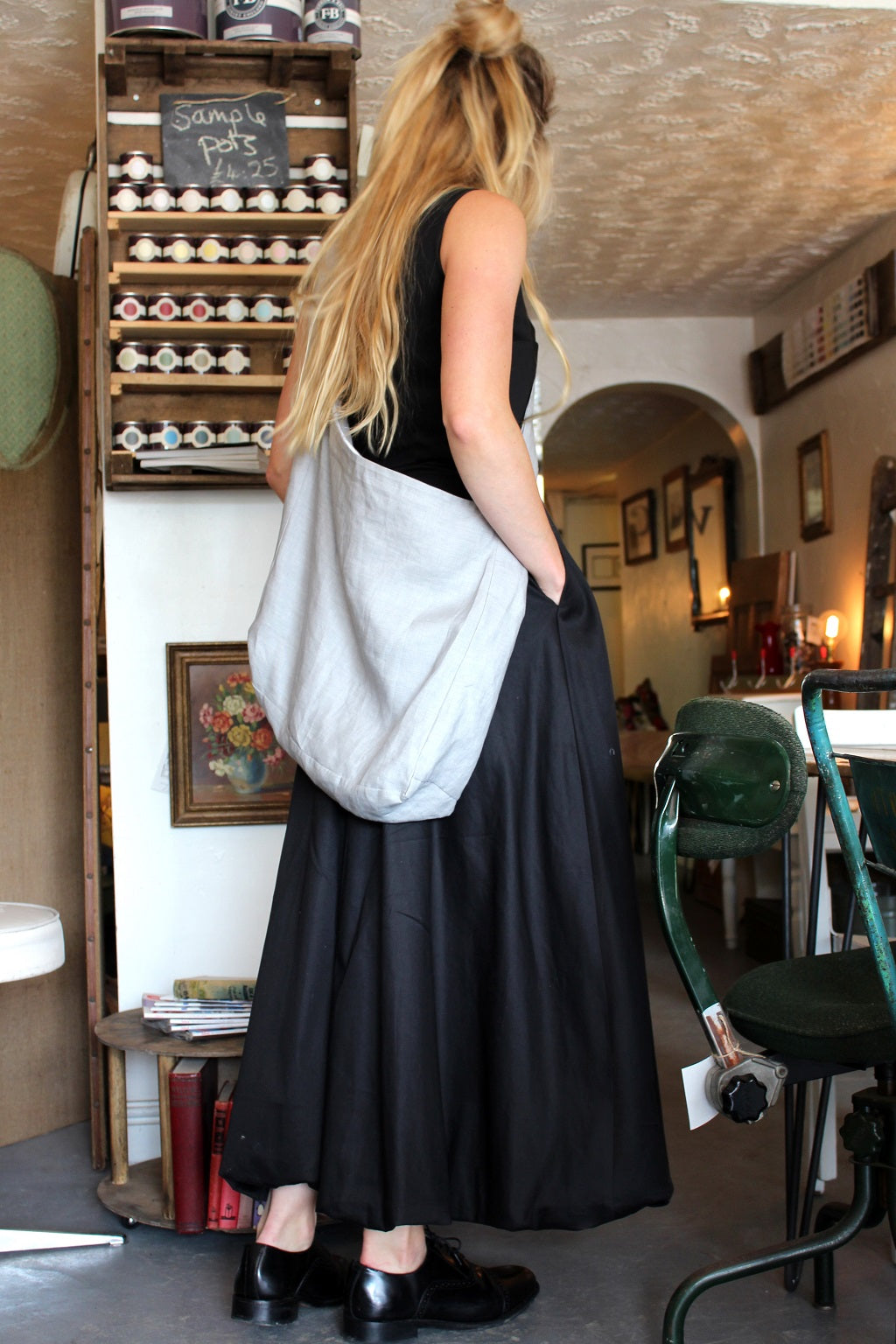 Paris - cotton long dress with bubble hem