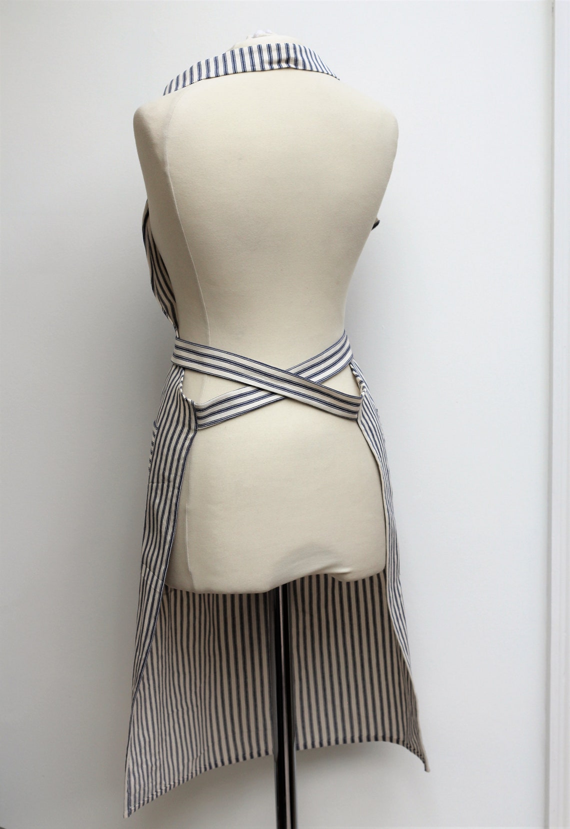 Apron - Blue/White ticking