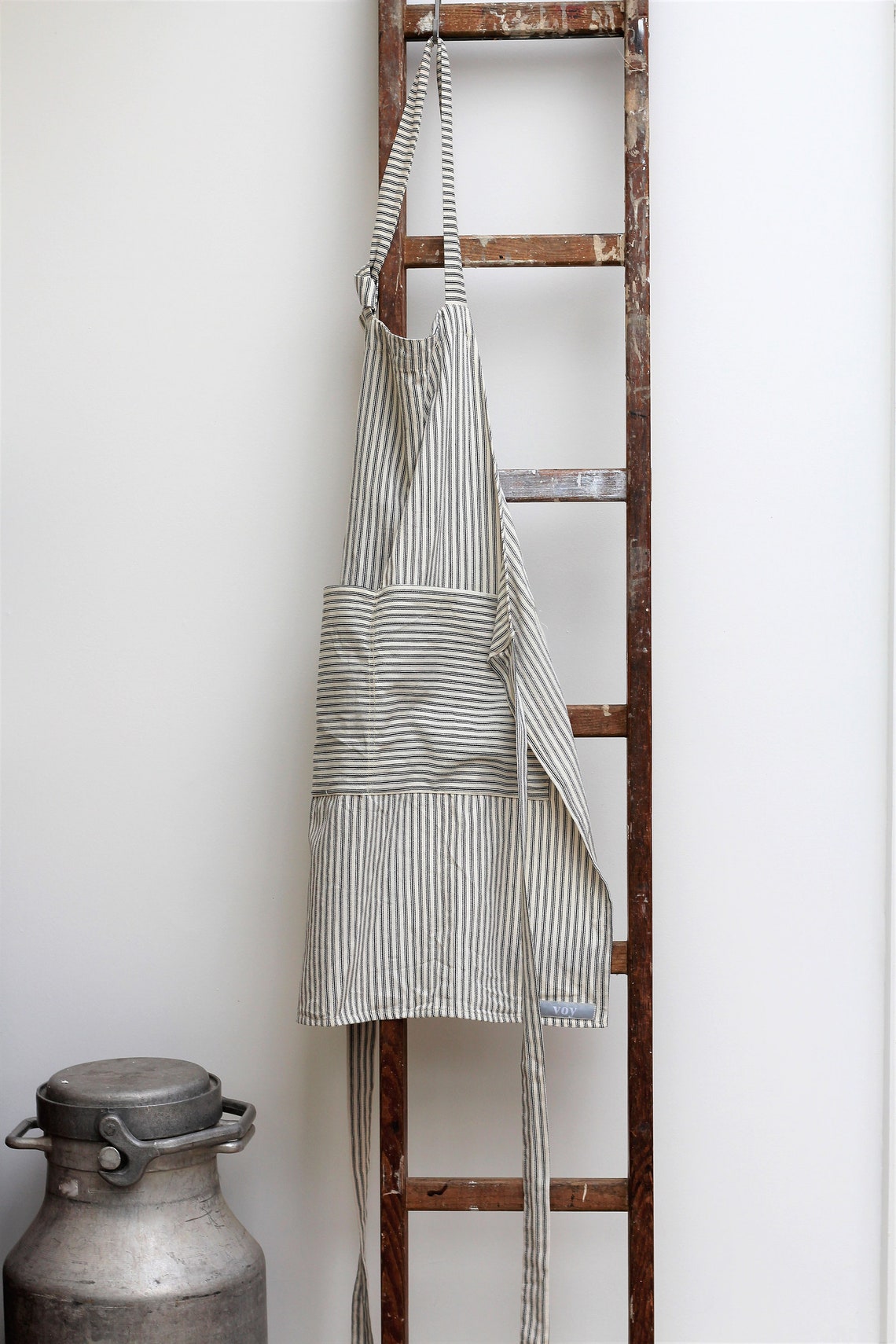 Apron - Black/White ticking