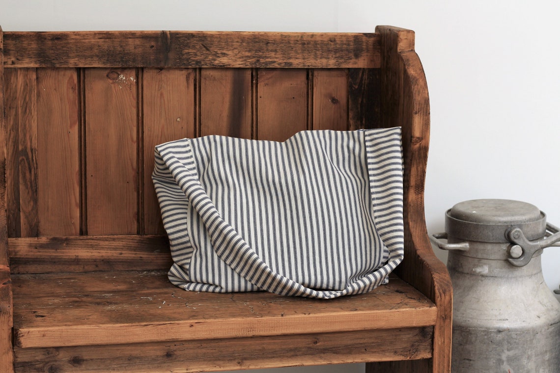 Messenger/Newspaper - Blue/White ticking crossbody bag