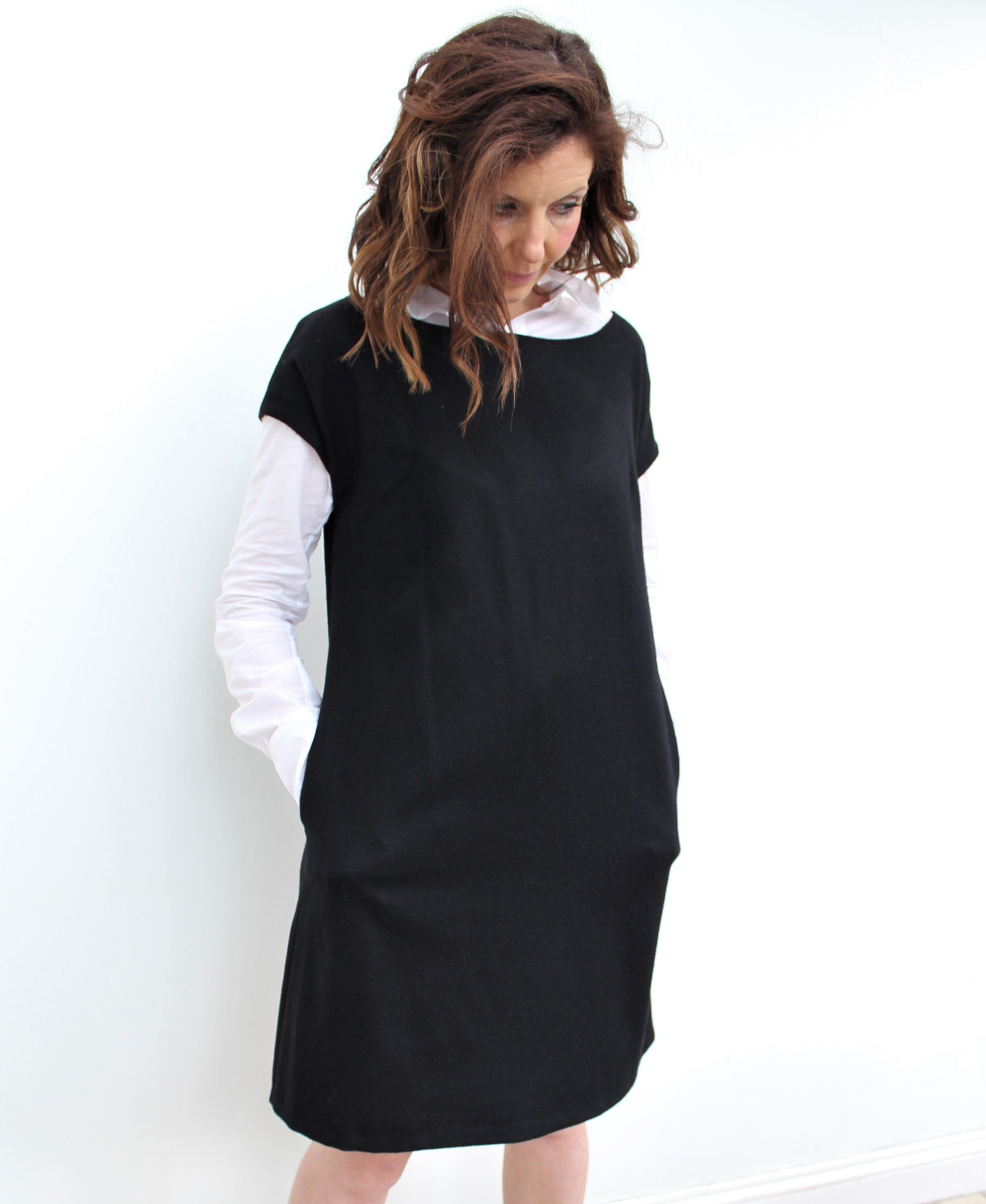 Eliza - a stylish wool tunic dress, with a slight A-line silhouette
