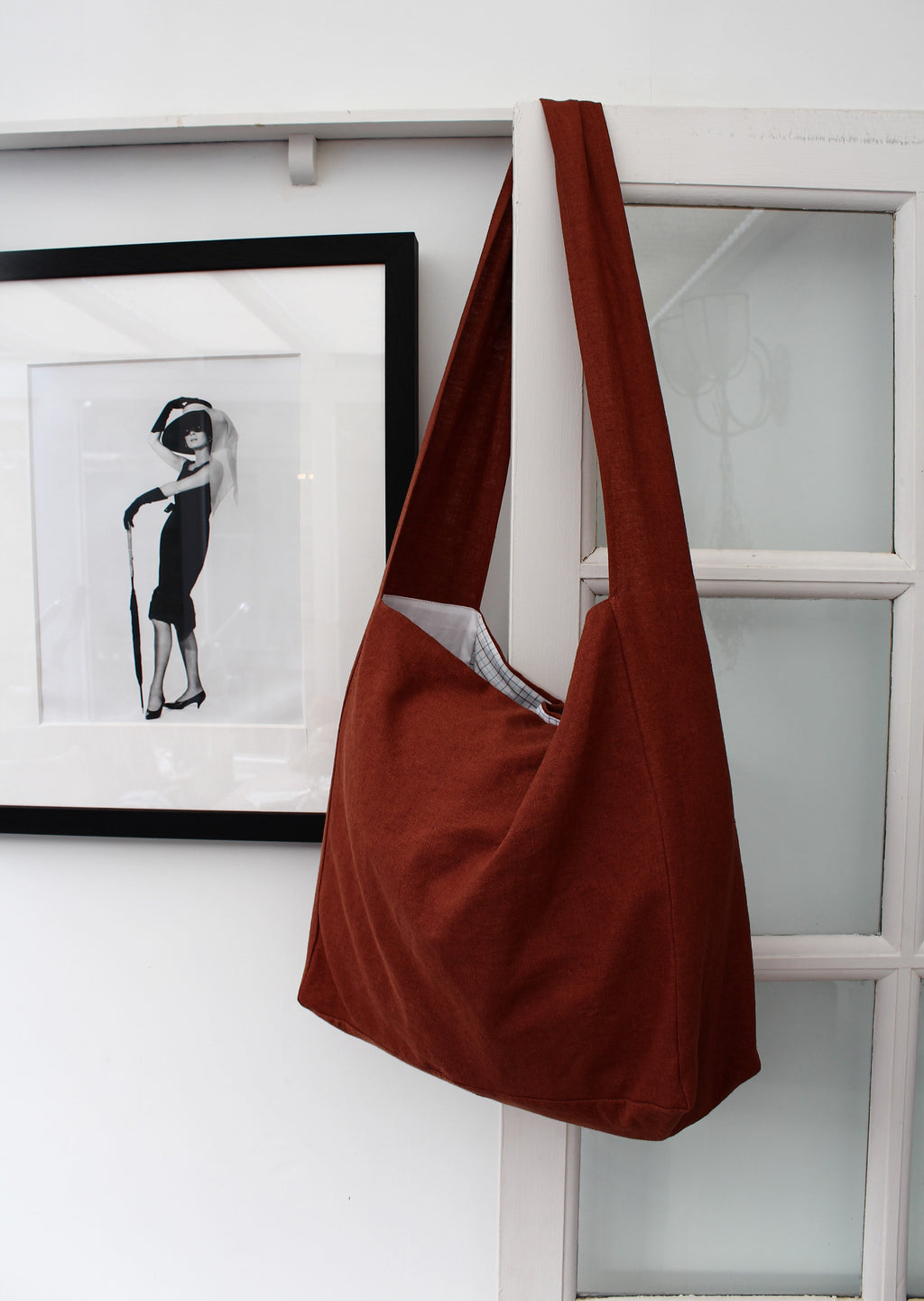 Messenger/Newspaper - linen crossbody bag