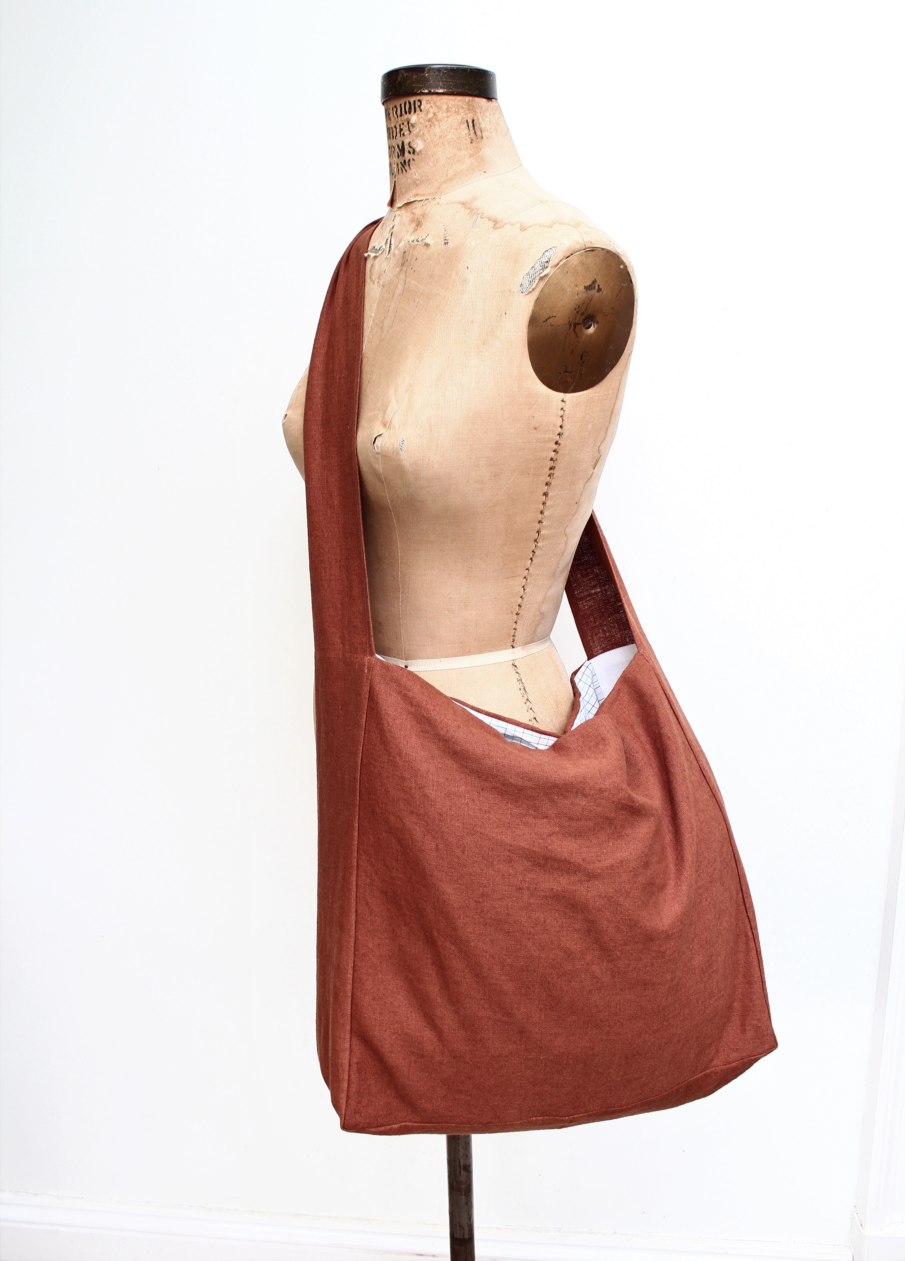 Messenger/Newspaper - linen crossbody bag