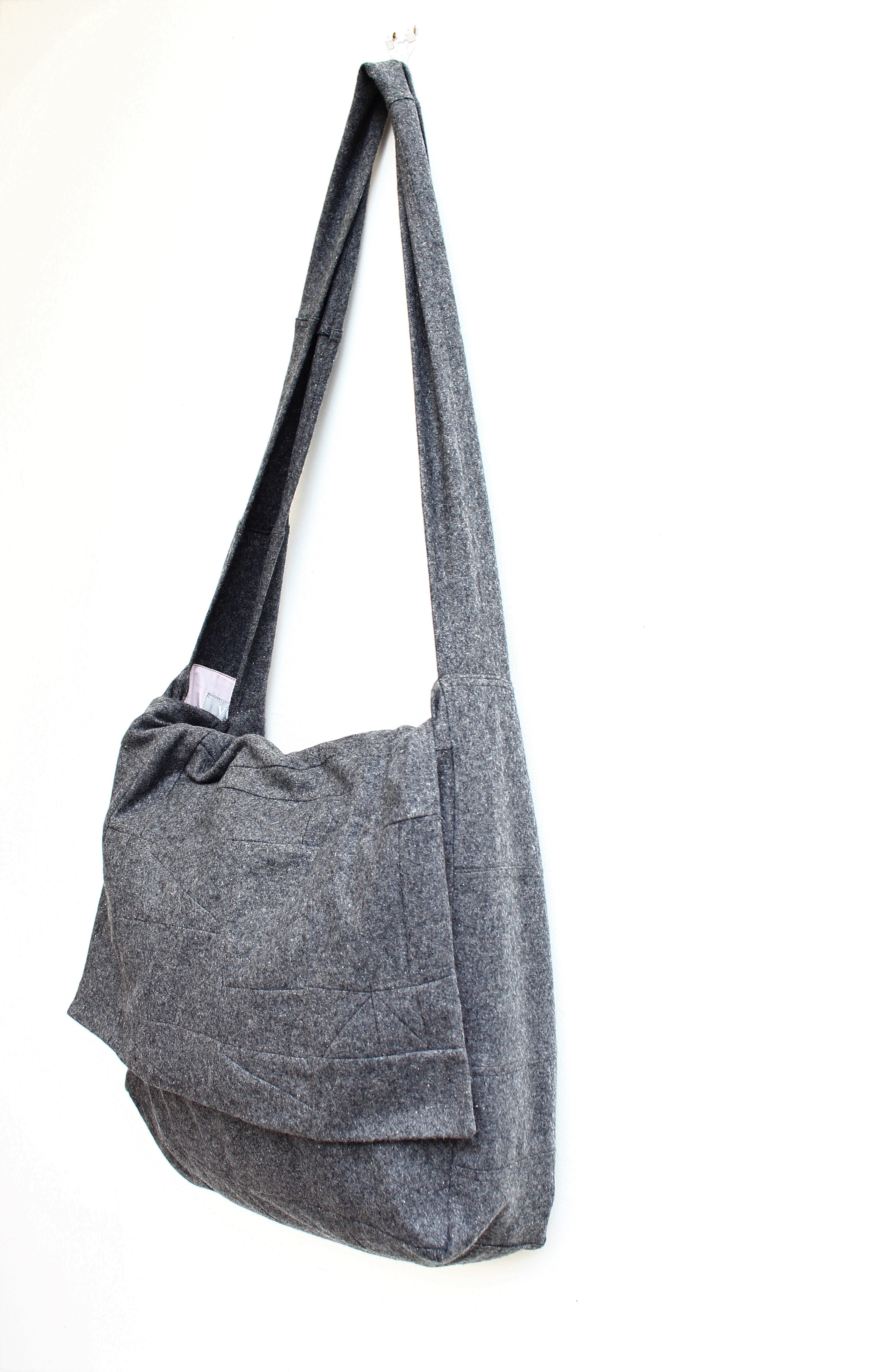 Messenger - patchwork wool crossbody bag with flap