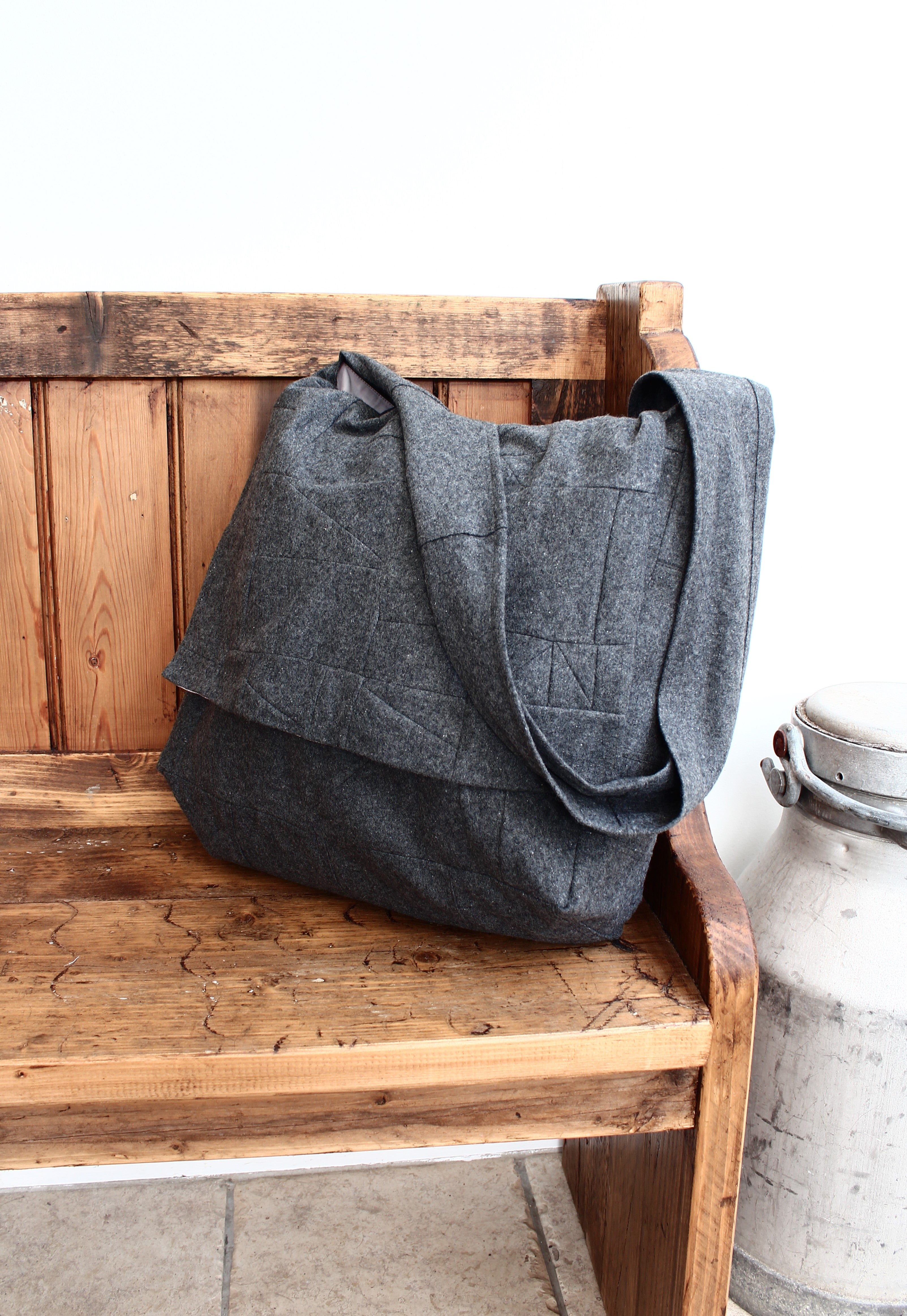 Messenger - patchwork wool crossbody bag with flap