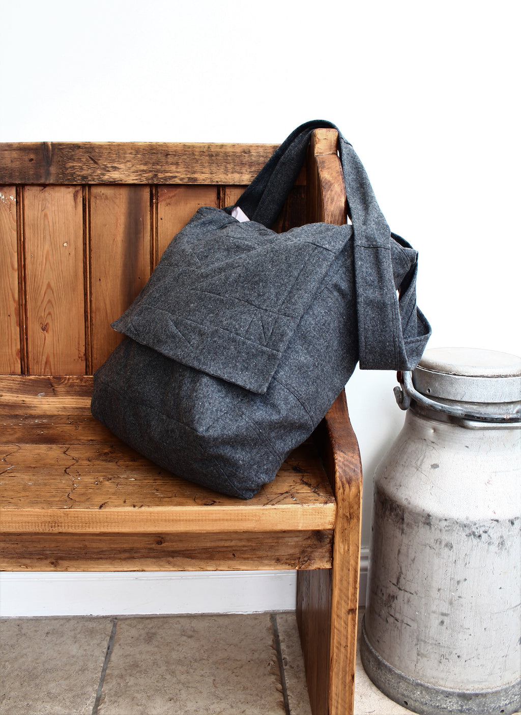Messenger - patchwork wool crossbody bag with flap
