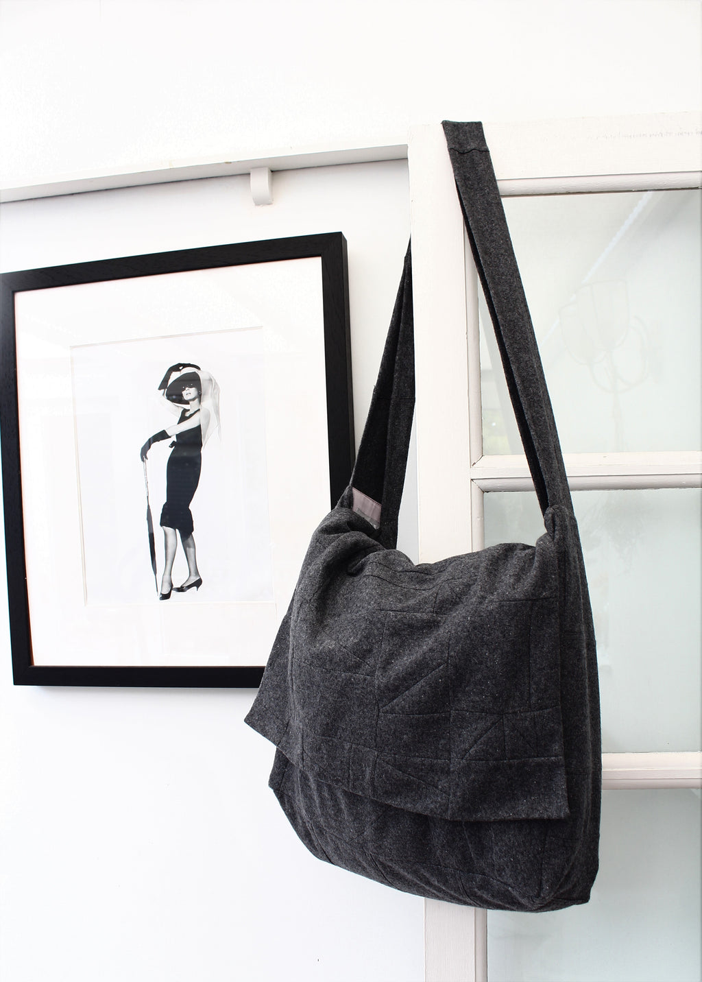 Messenger - patchwork wool crossbody bag with flap