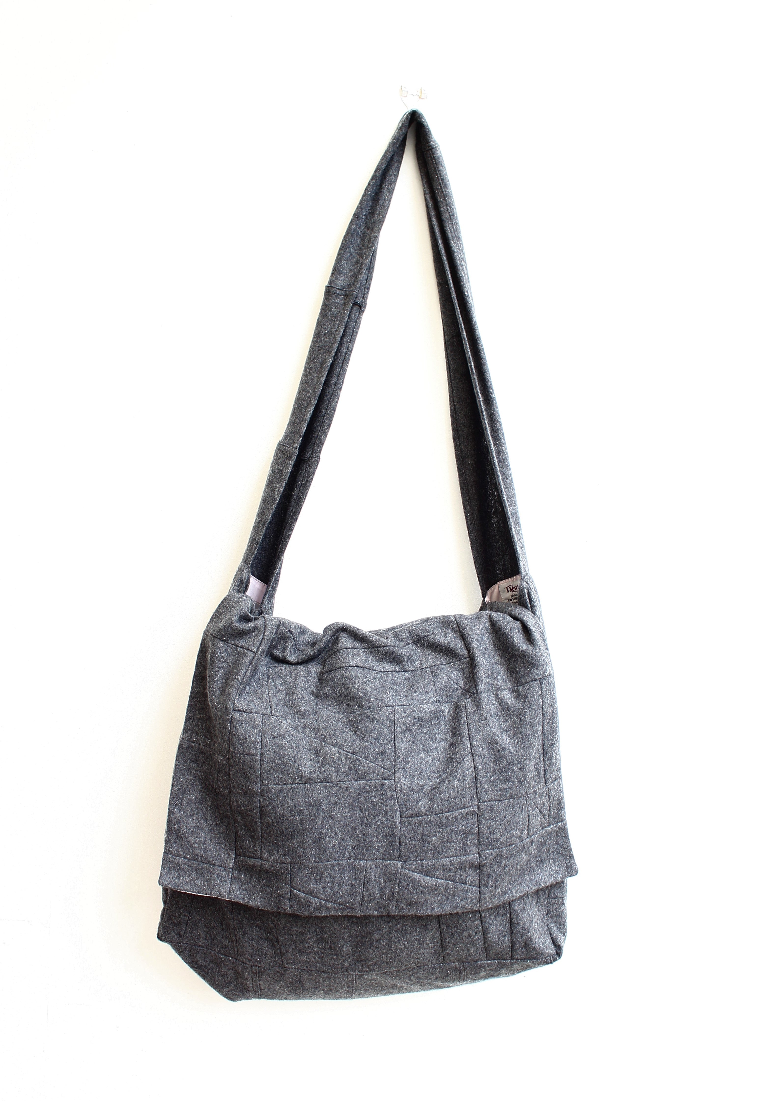 Messenger - patchwork wool crossbody bag with flap