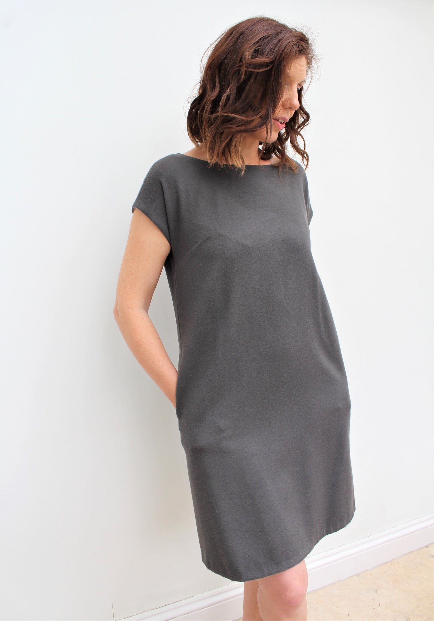 Eliza - a stylish wool tunic dress, with a slight A-line silhouette