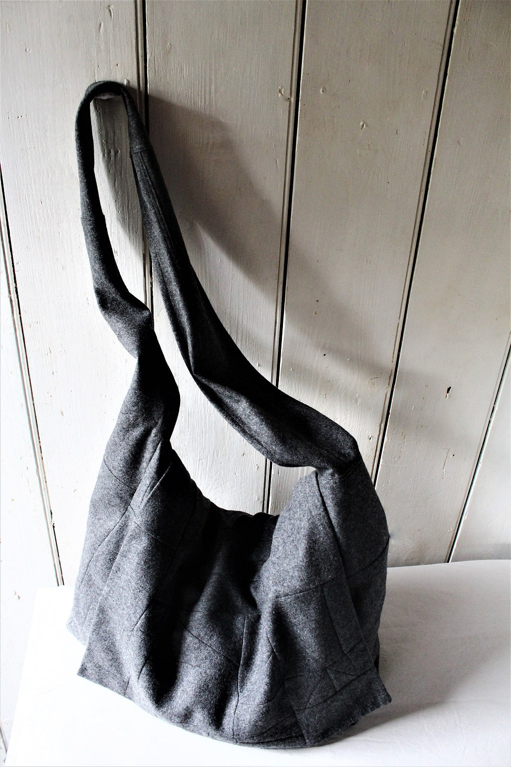 Messenger - patchwork wool crossbody bag with flap