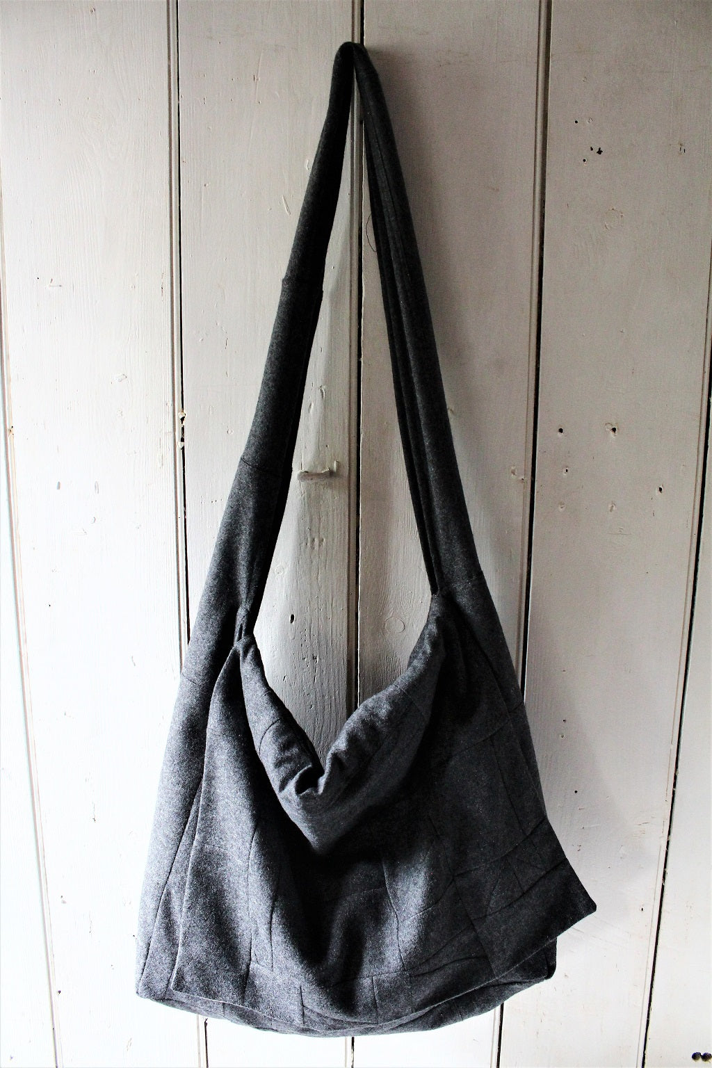 Messenger - patchwork wool crossbody bag with flap