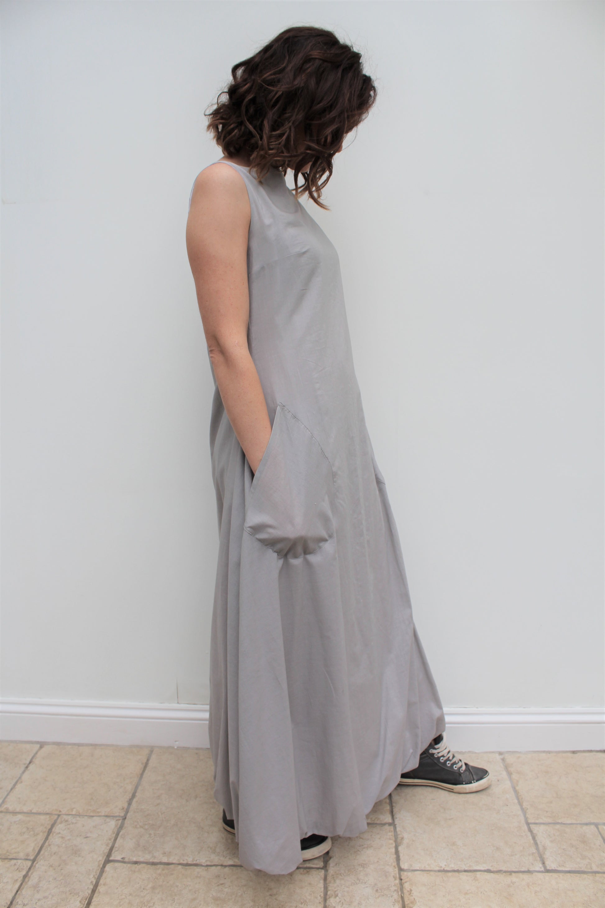 Cloud - long cotton dress, with bubble hem – voy