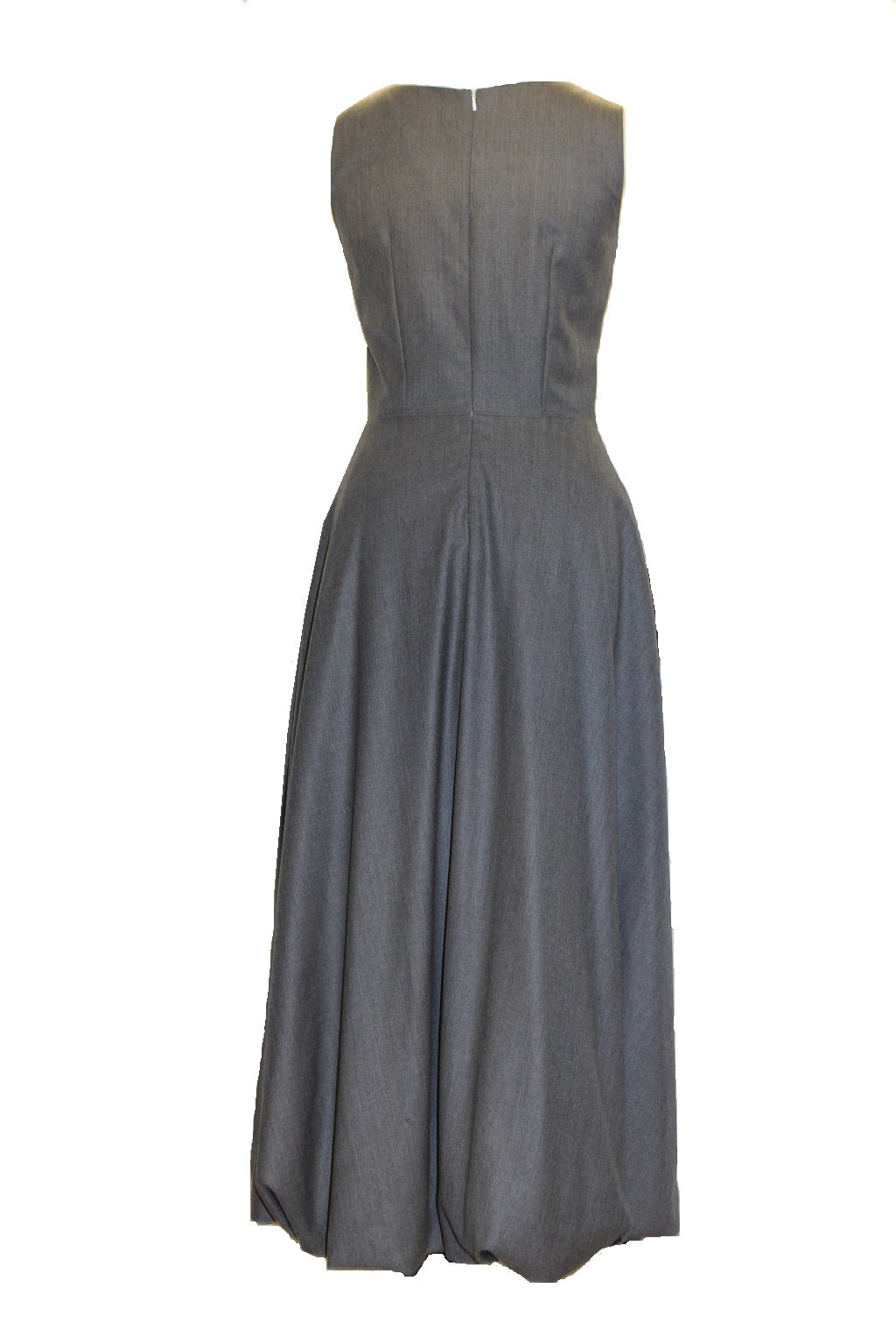 Paris - Wool long dress with bubble hem
